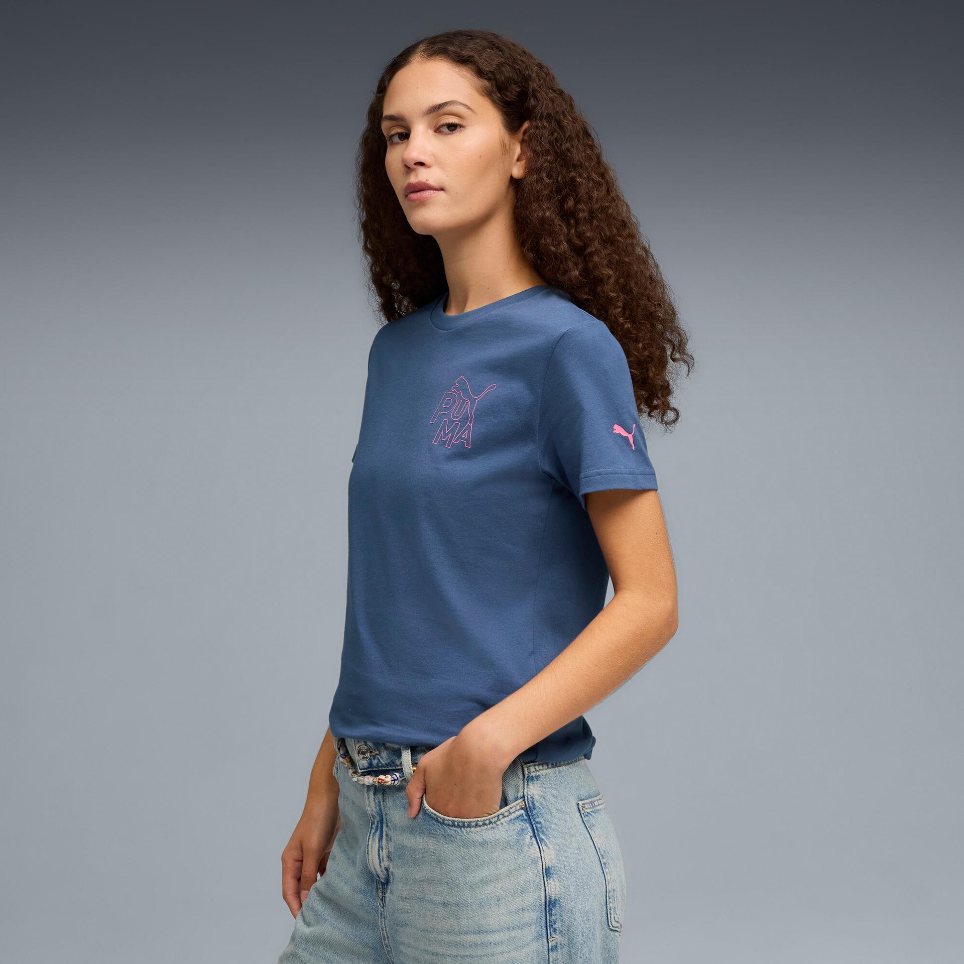 puma animated women's t-shirt in blue, size m