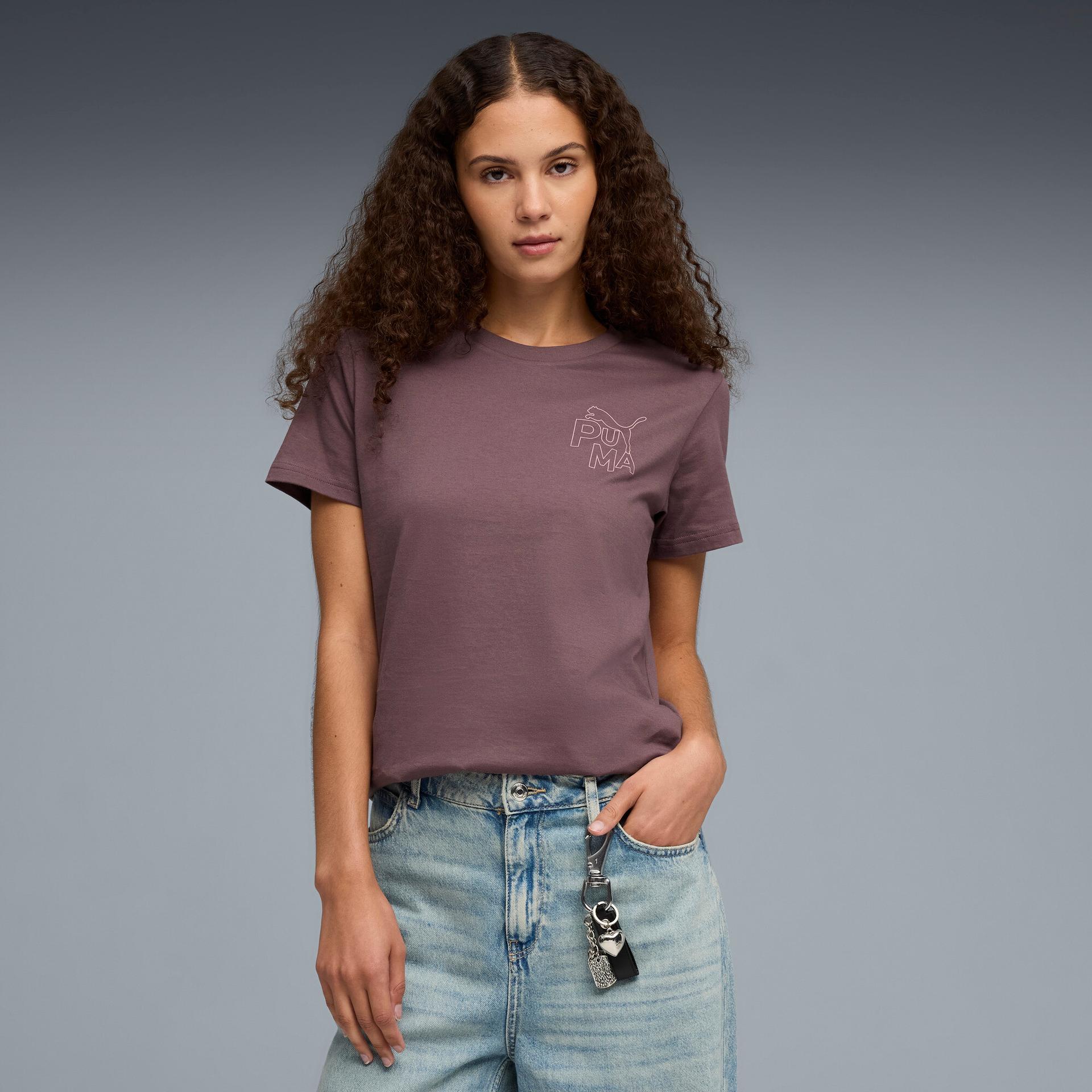 puma animated women's t-shirt in purple, size xxl