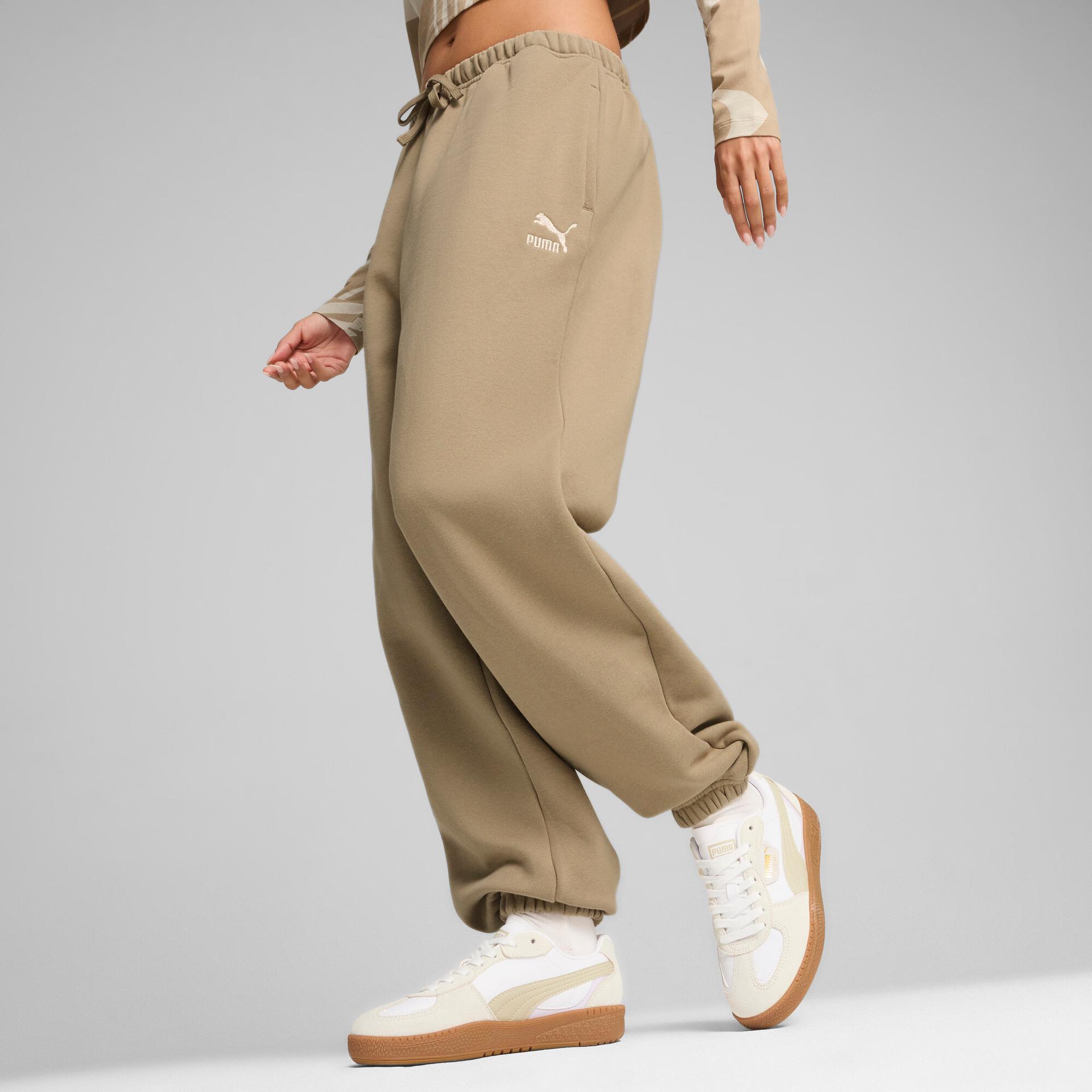 puma better classics women's sweatpants in beige, size l