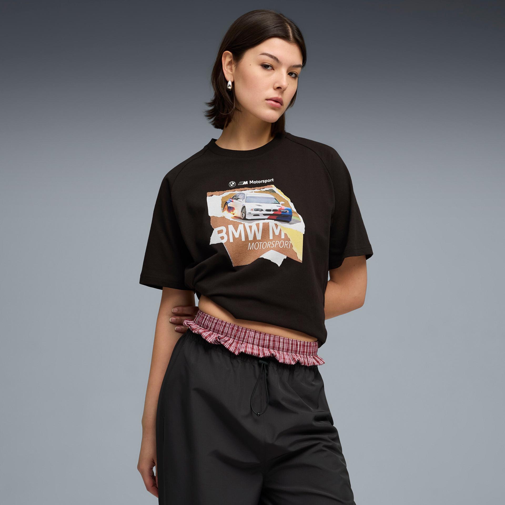 puma bmw m motorsport sportswear women's relaxed t-shirt in black