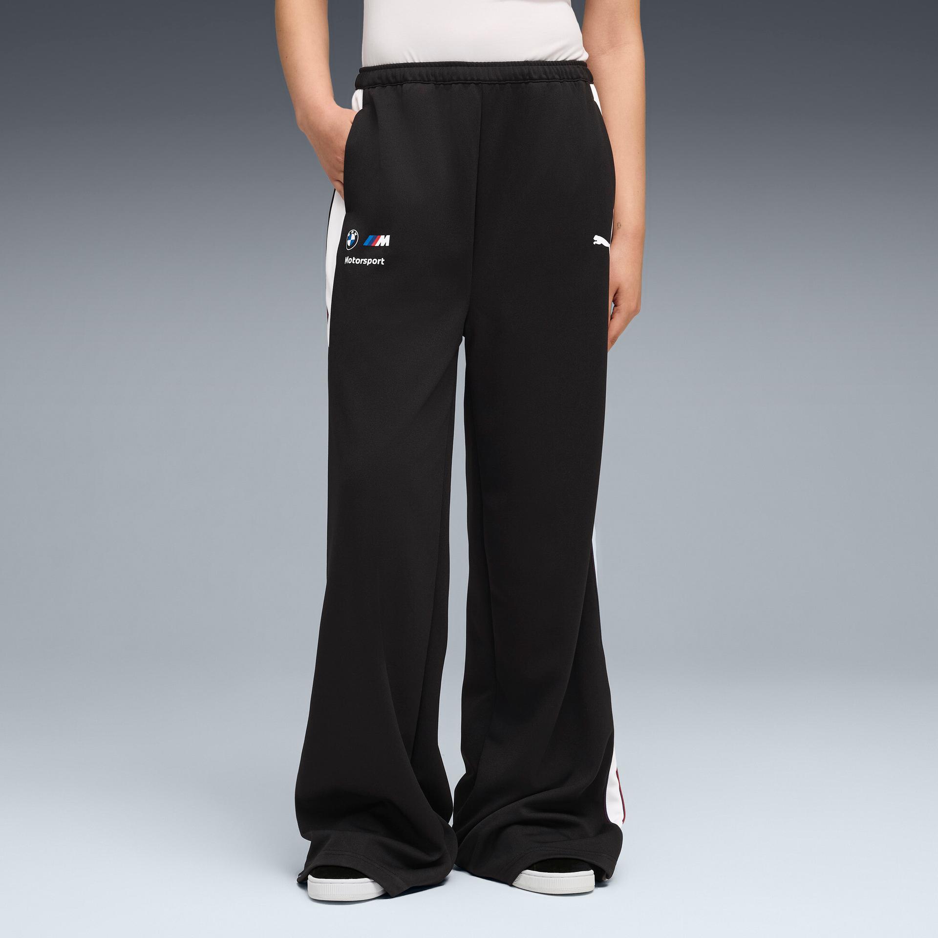 puma bmw m motorsport women's relaxed pants in black, size xl