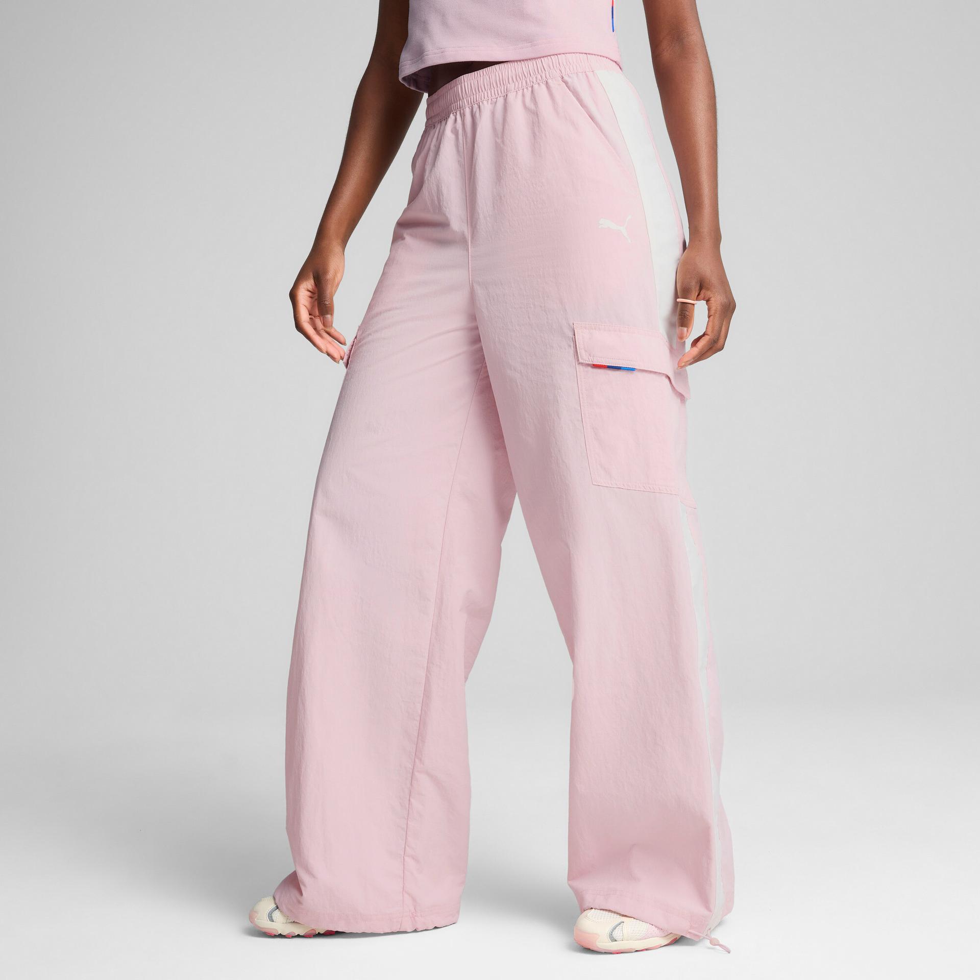 puma bmw m motorsport women's woven cargo pants in pink, size s