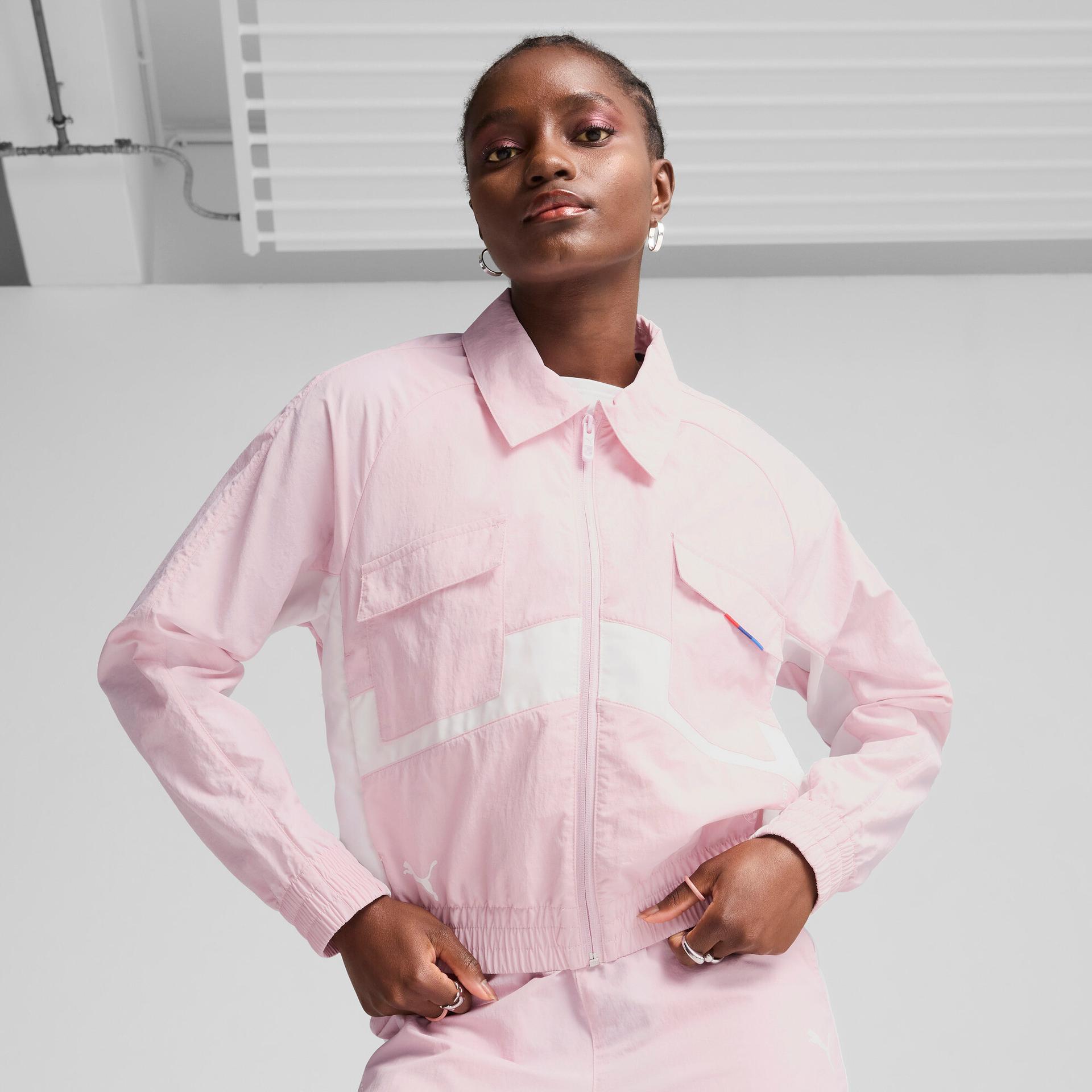 puma bmw m motorsport women's woven jacket in pink, size s