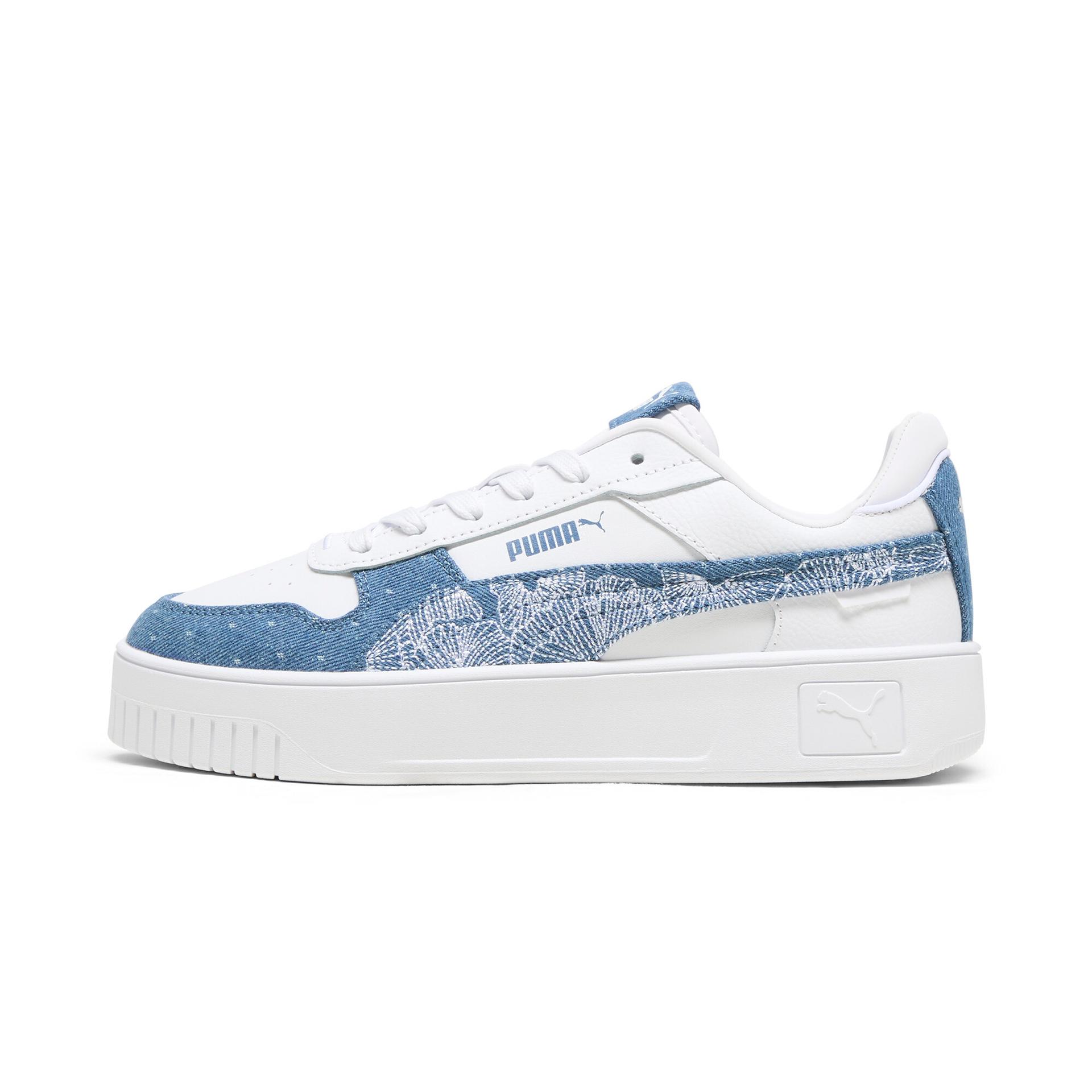 puma carina street denim women's shoes in white, size 5.5