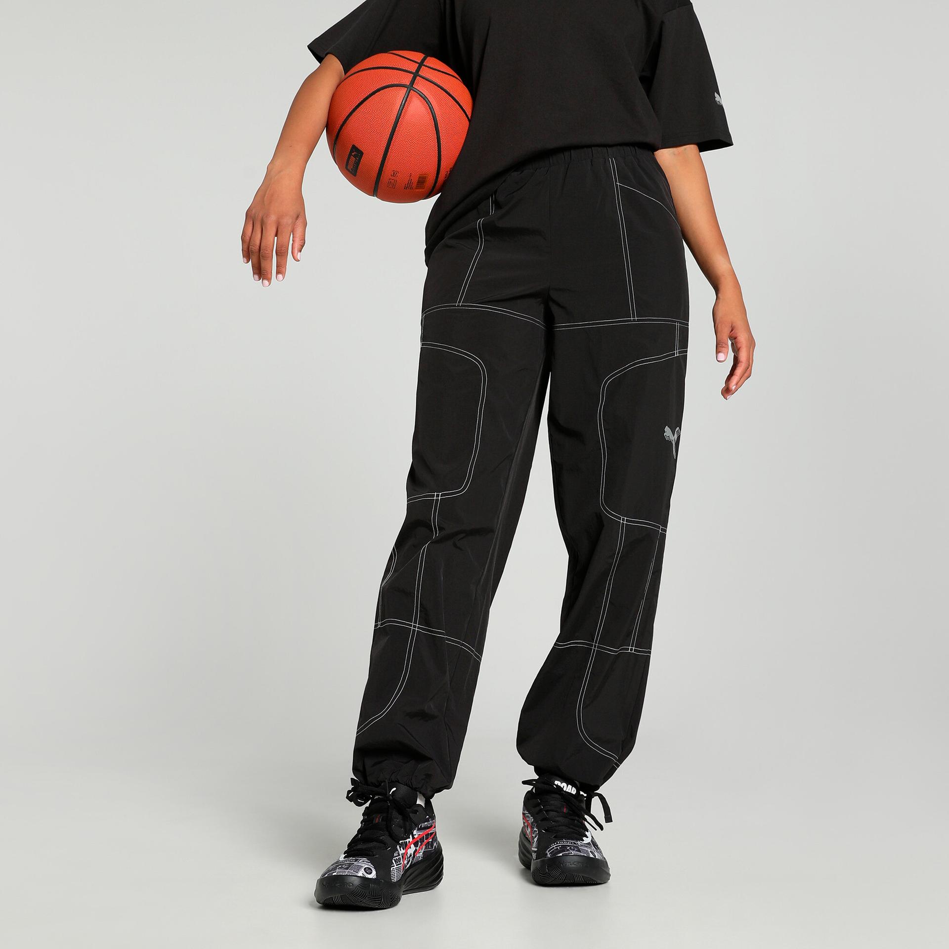 puma cherries are extra women's basketball pants in black, size xxl