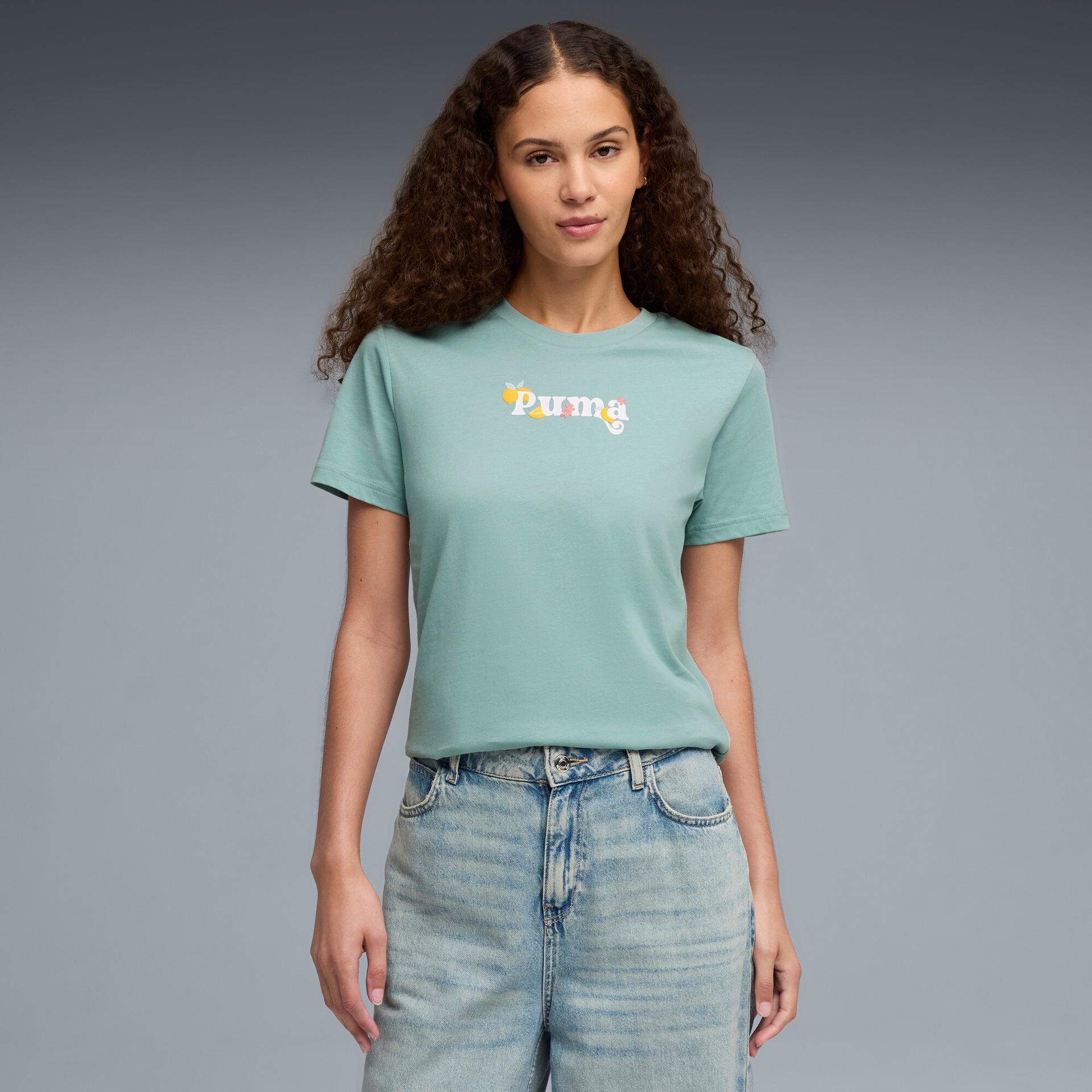 puma citrus women's t-shirt in green, size m