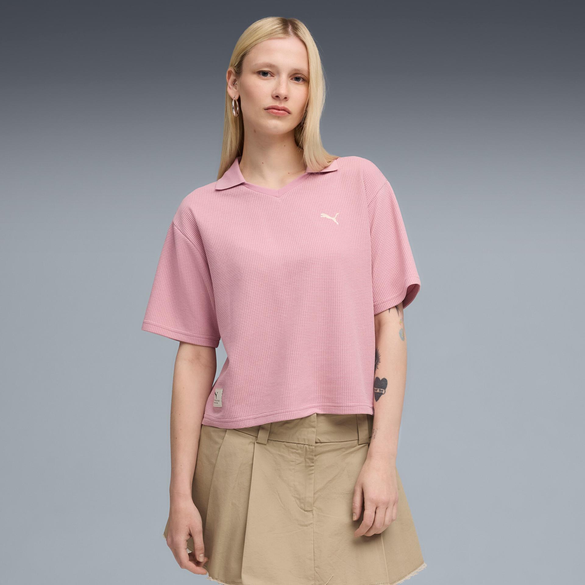puma class pack women's relaxed polo shirt in pink, size xxs