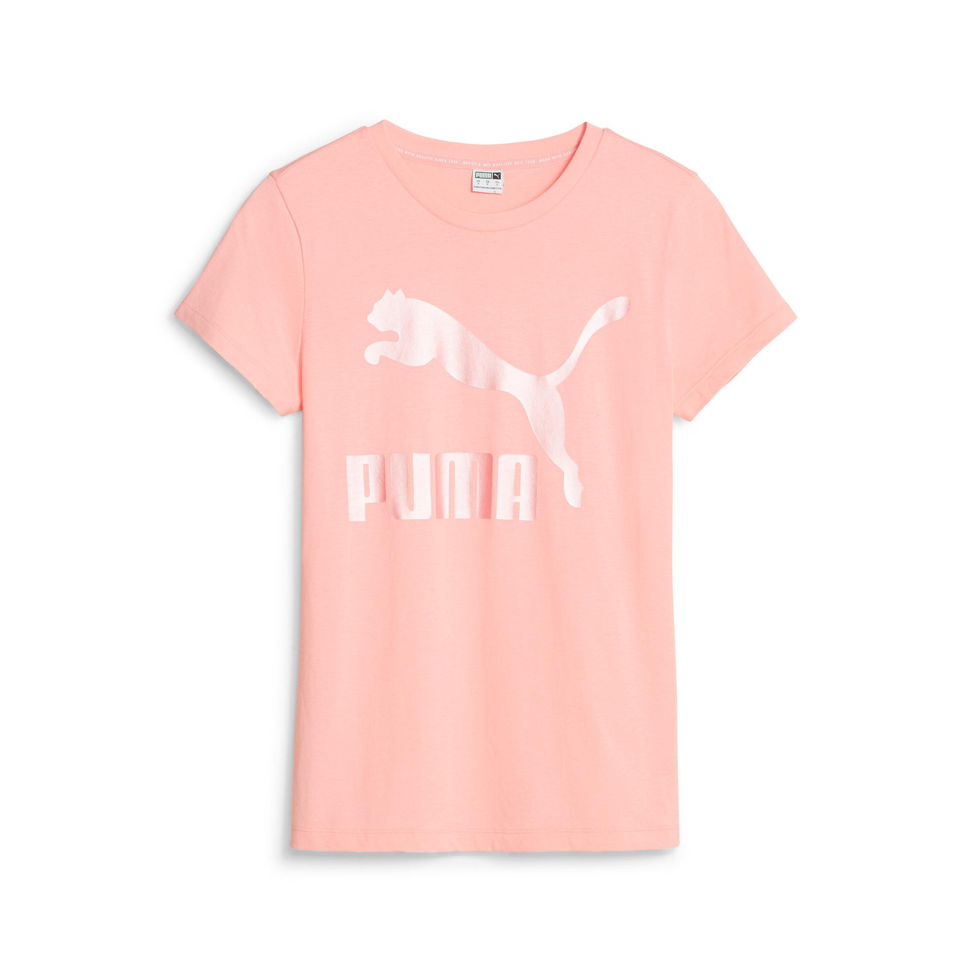 puma classics logo women's t-shirt in pink, size 3xl
