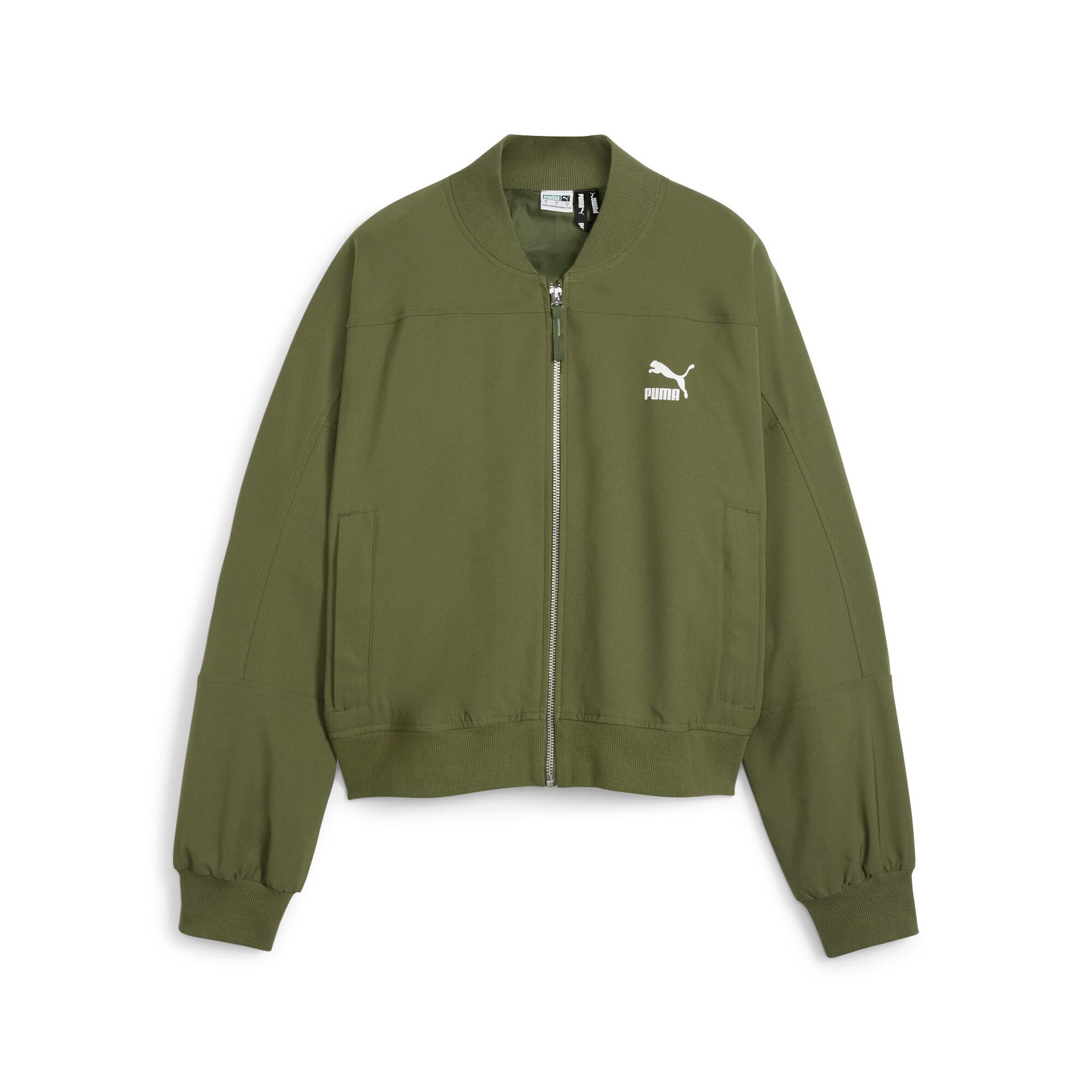 puma classics shiny women's bomber jacket in green, size xxs