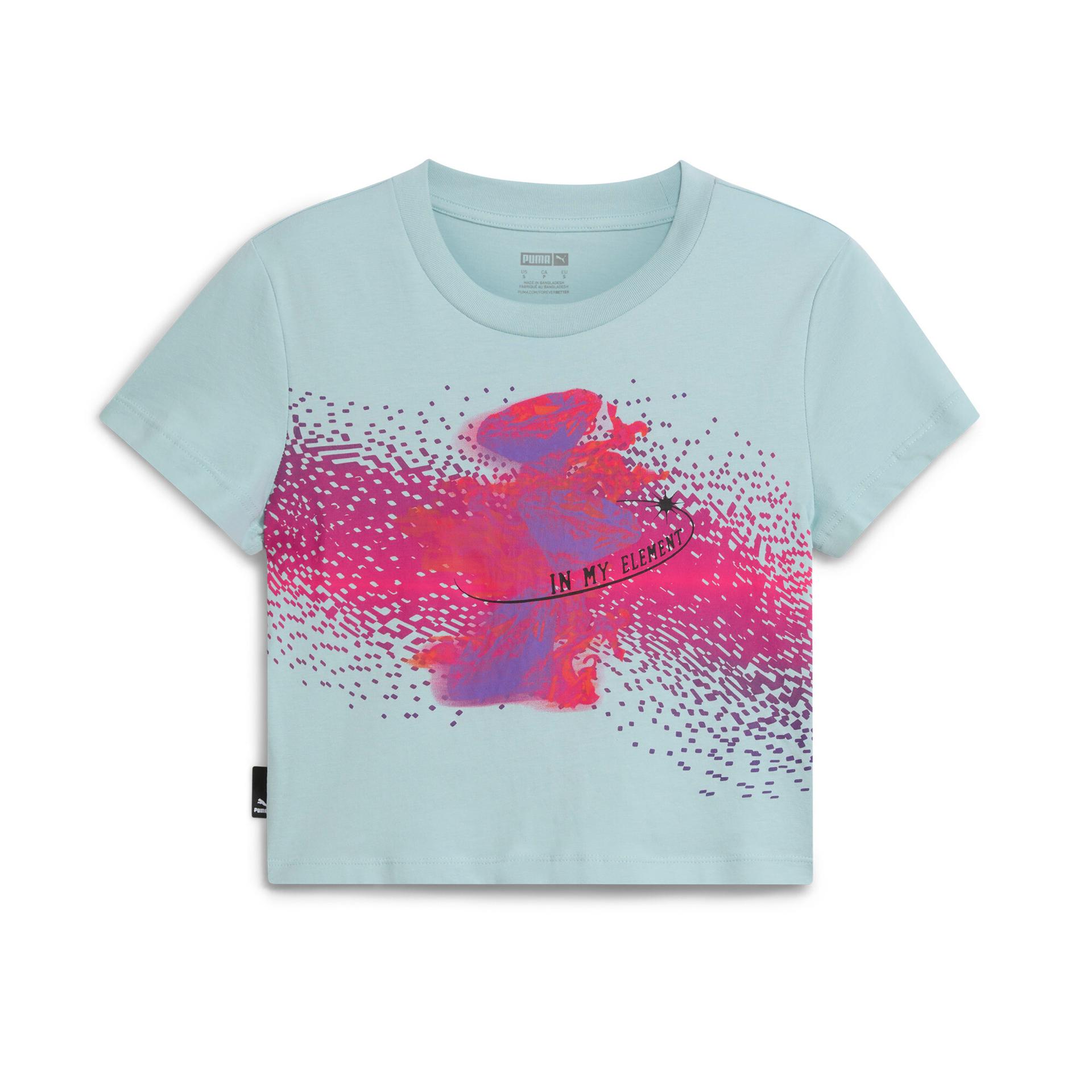 puma classics women's baby t-shirt in blue, size s