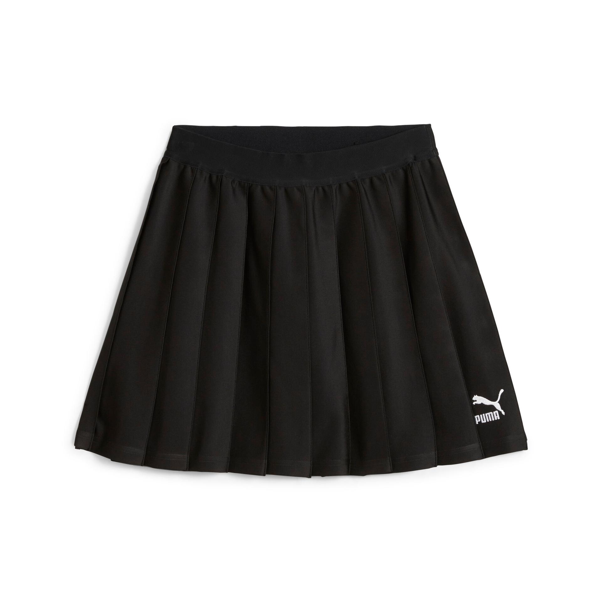 puma classics women's pleated skirt in black, size xxs