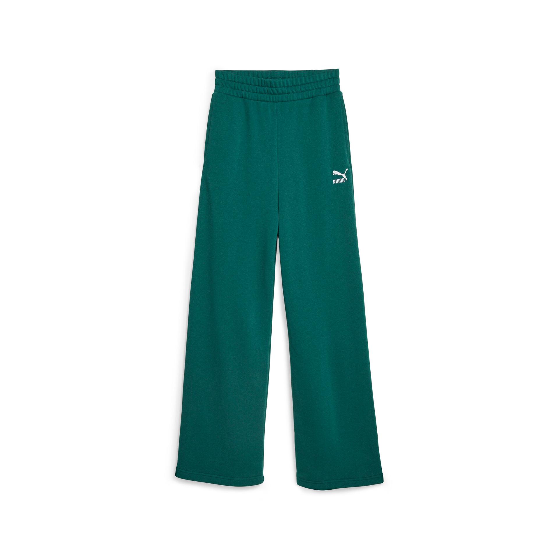 puma classics women's relaxed sweatpants in green, size xl