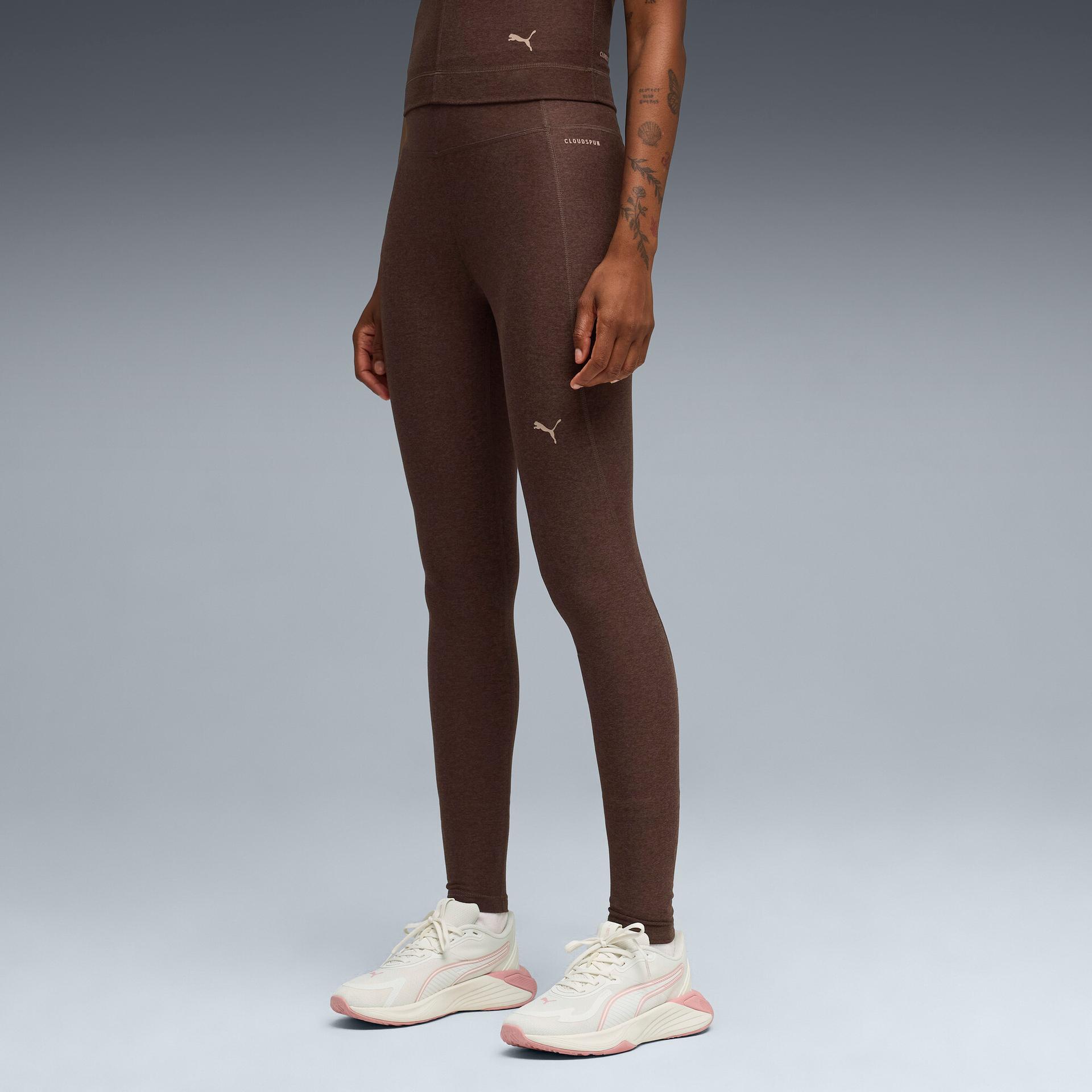 puma cloudspun ultra soft women's high-waist, full length training tights in brown, size xxl