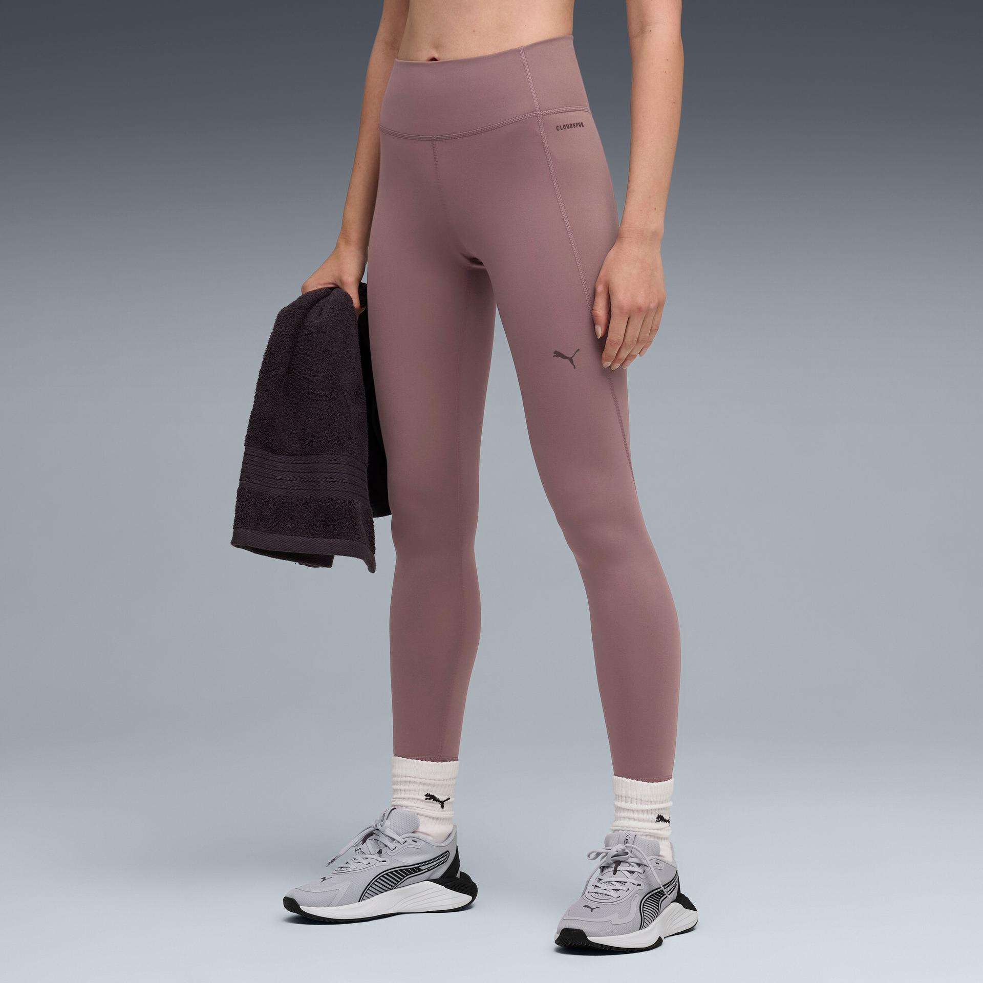 puma cloudspun ultra soft women's high-waist, full length training tights in purple, size xxs