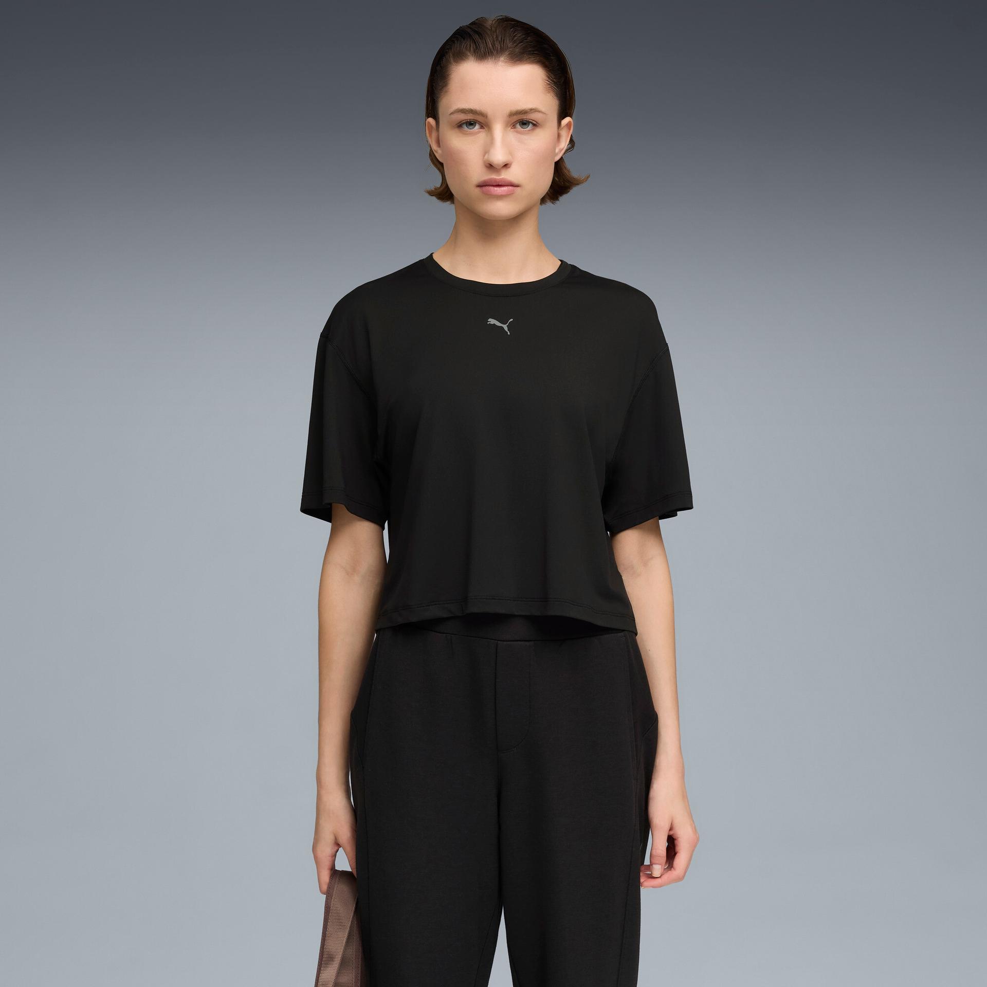 puma cloudspun ultra soft women's relaxed training t-shirt in black, size xxs