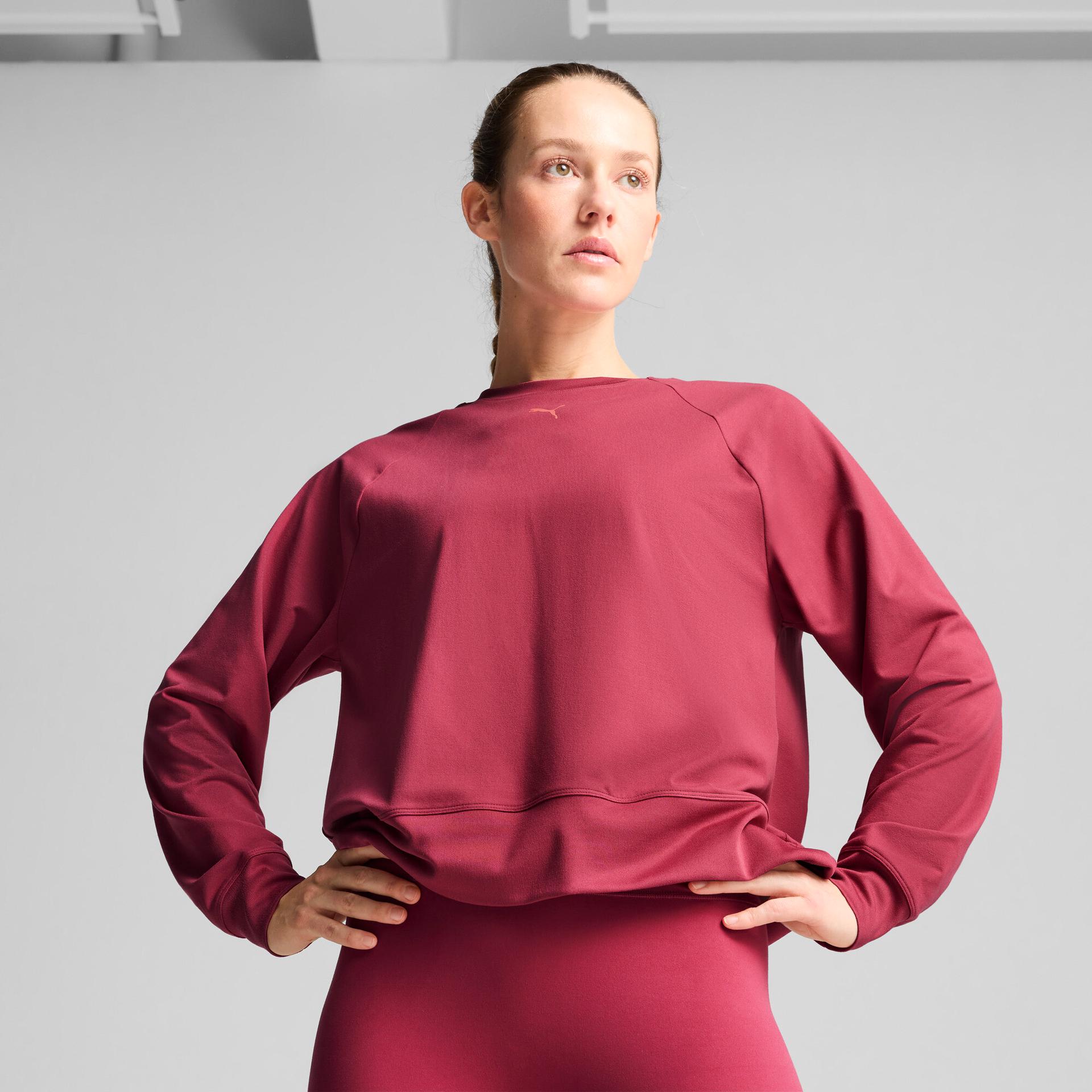 puma cloudspun women's midlayer jacket in red, size xl