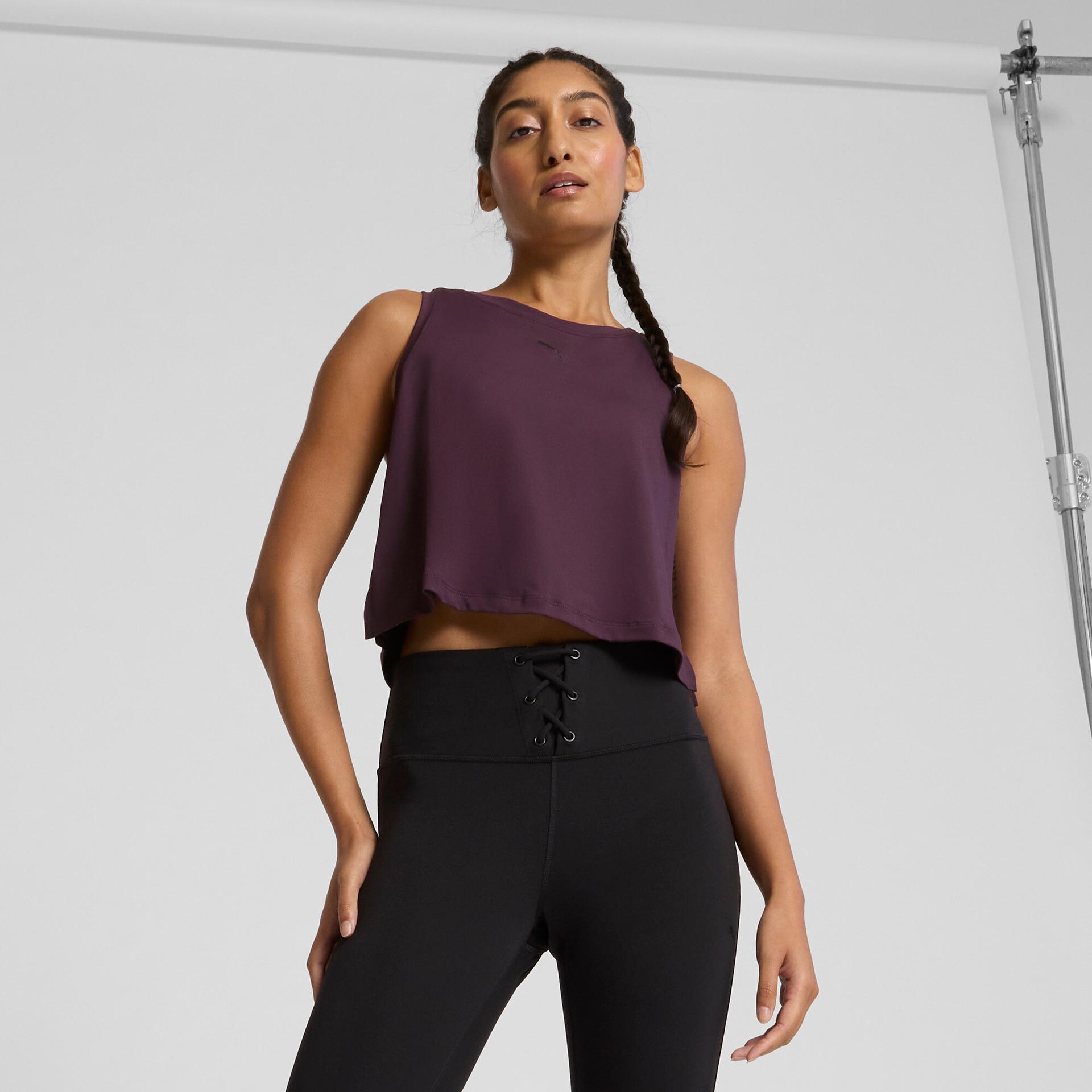 puma cloudspun women's training tank top in purple, size xxl