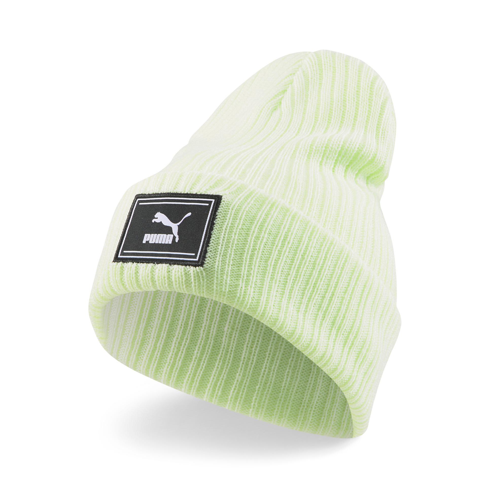 puma cuff trend women's beanie hat in green, size adult