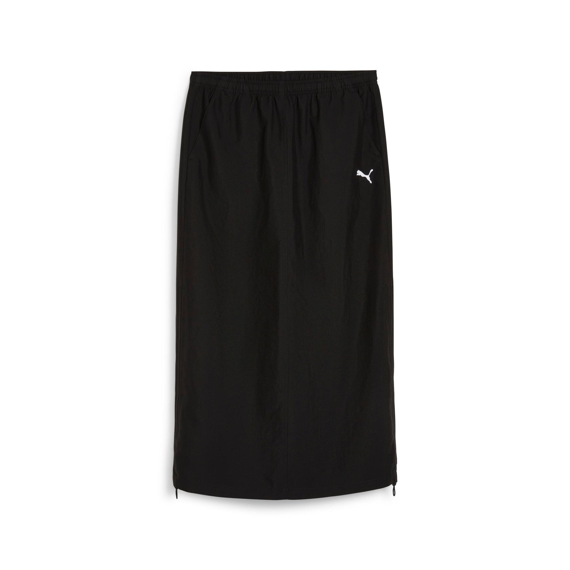 puma dare to women's midi woven skirt in black, size s