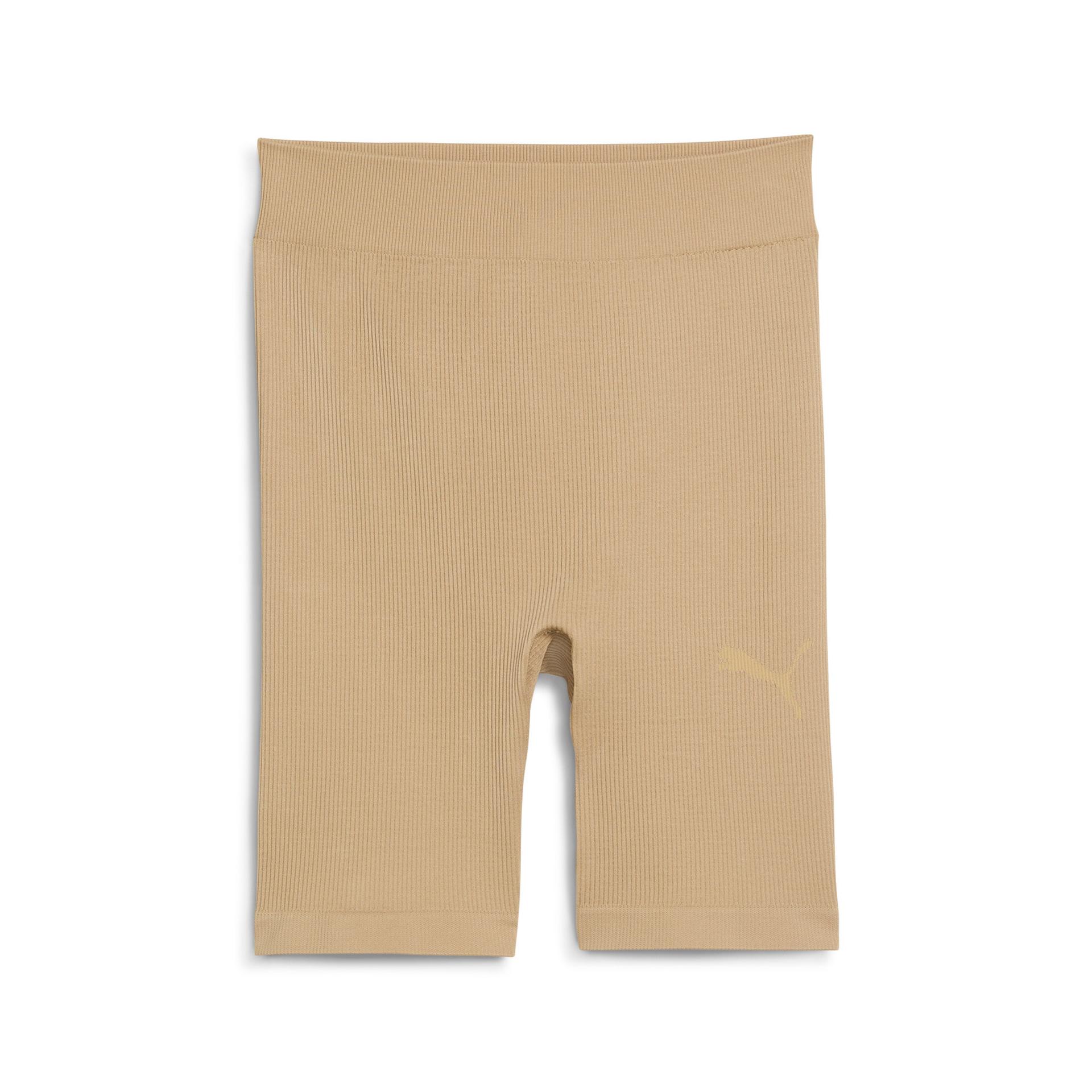 puma dare to women's muted motion shorts in beige, size xl