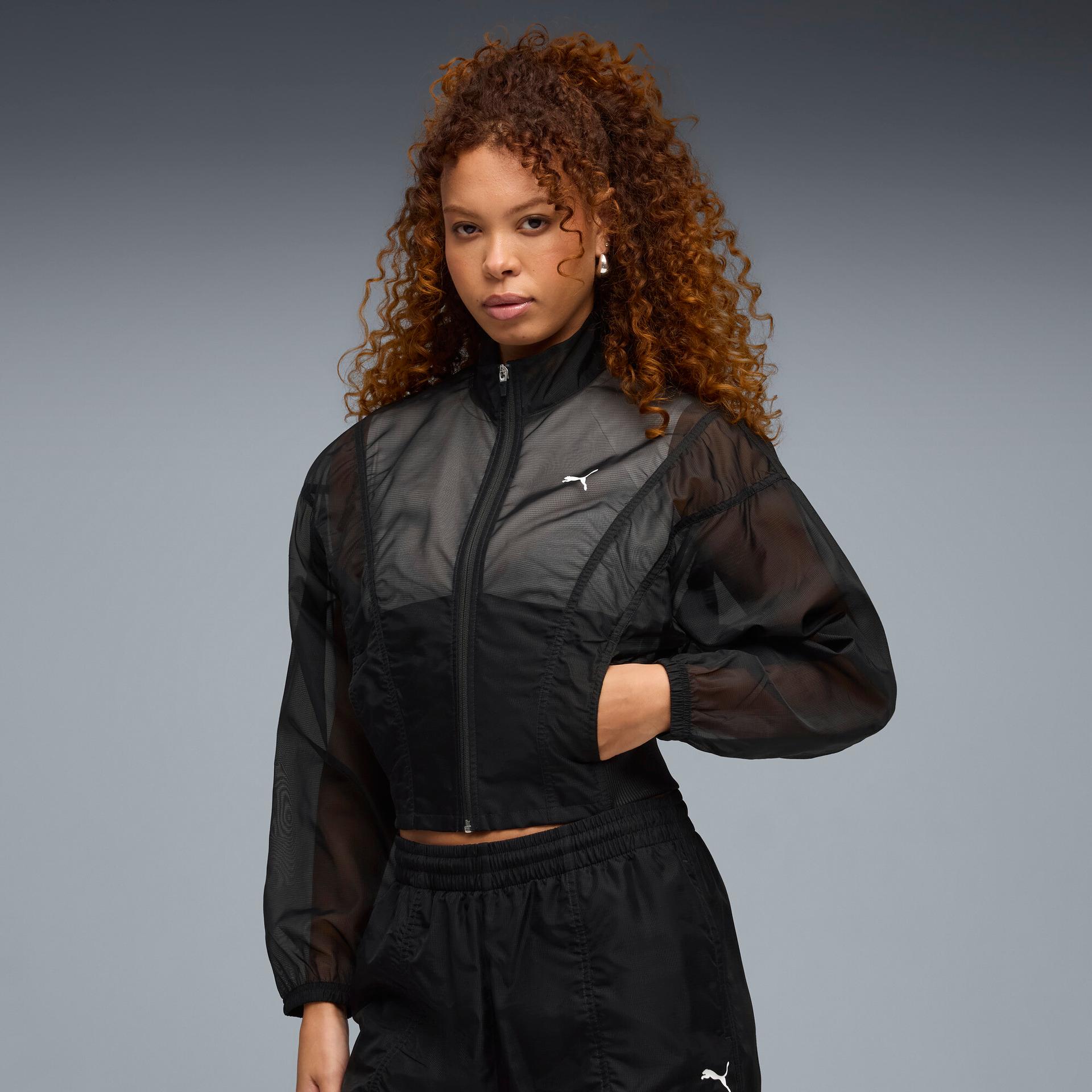 puma dare to women's oversized jacket in black, size xs