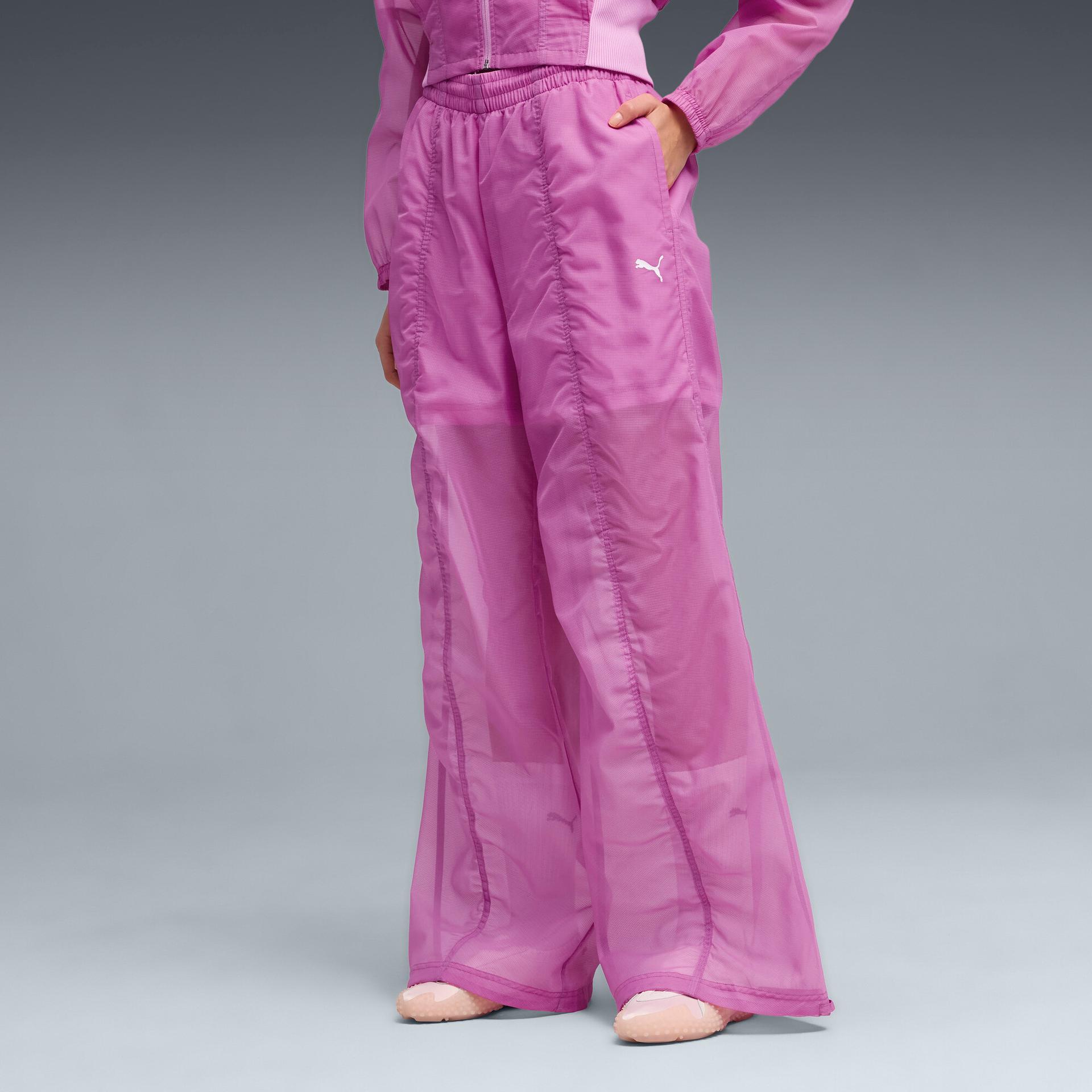 puma dare to women's relaxed woven pants in pink, size m