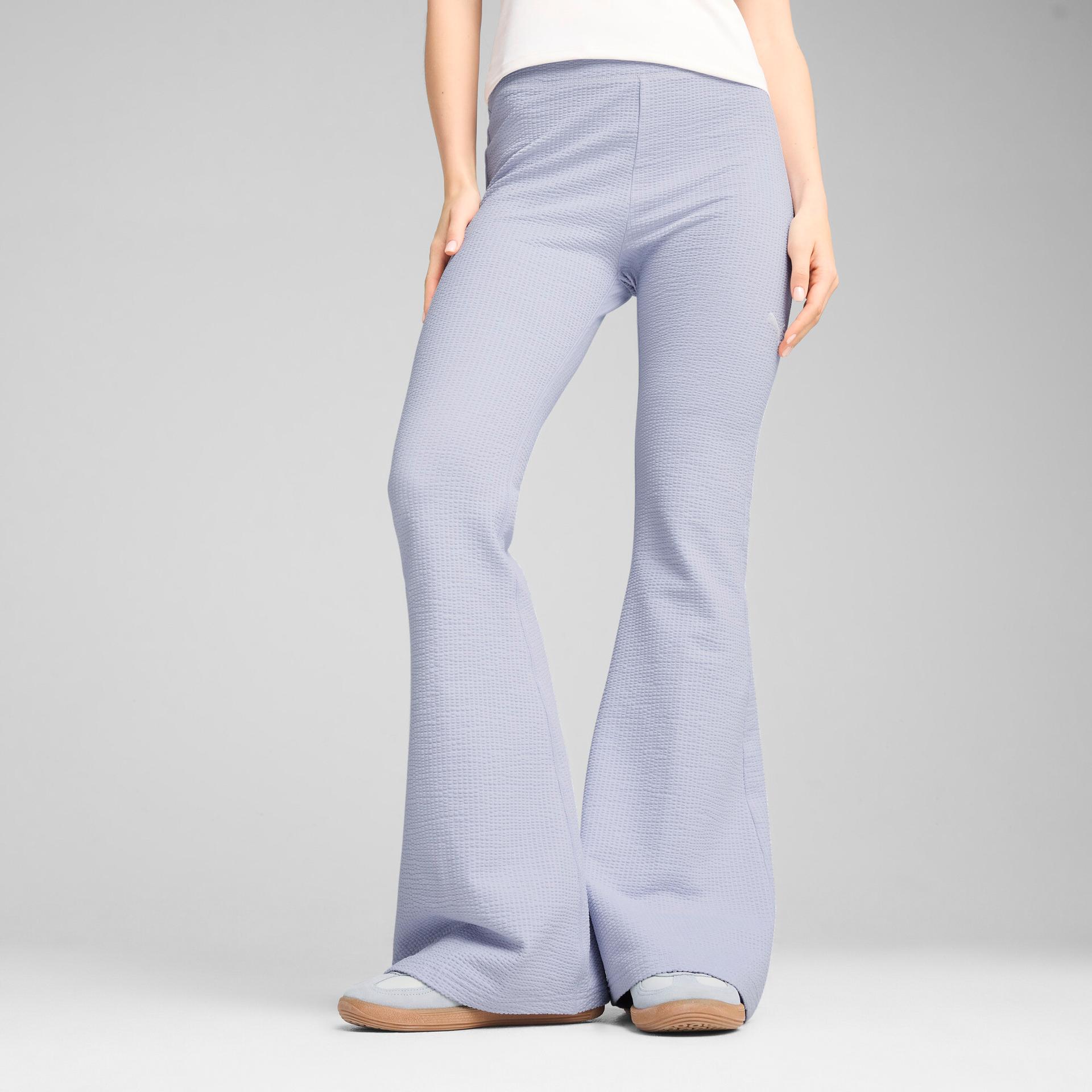 puma dare to women's textured flared leggings in blue, size l