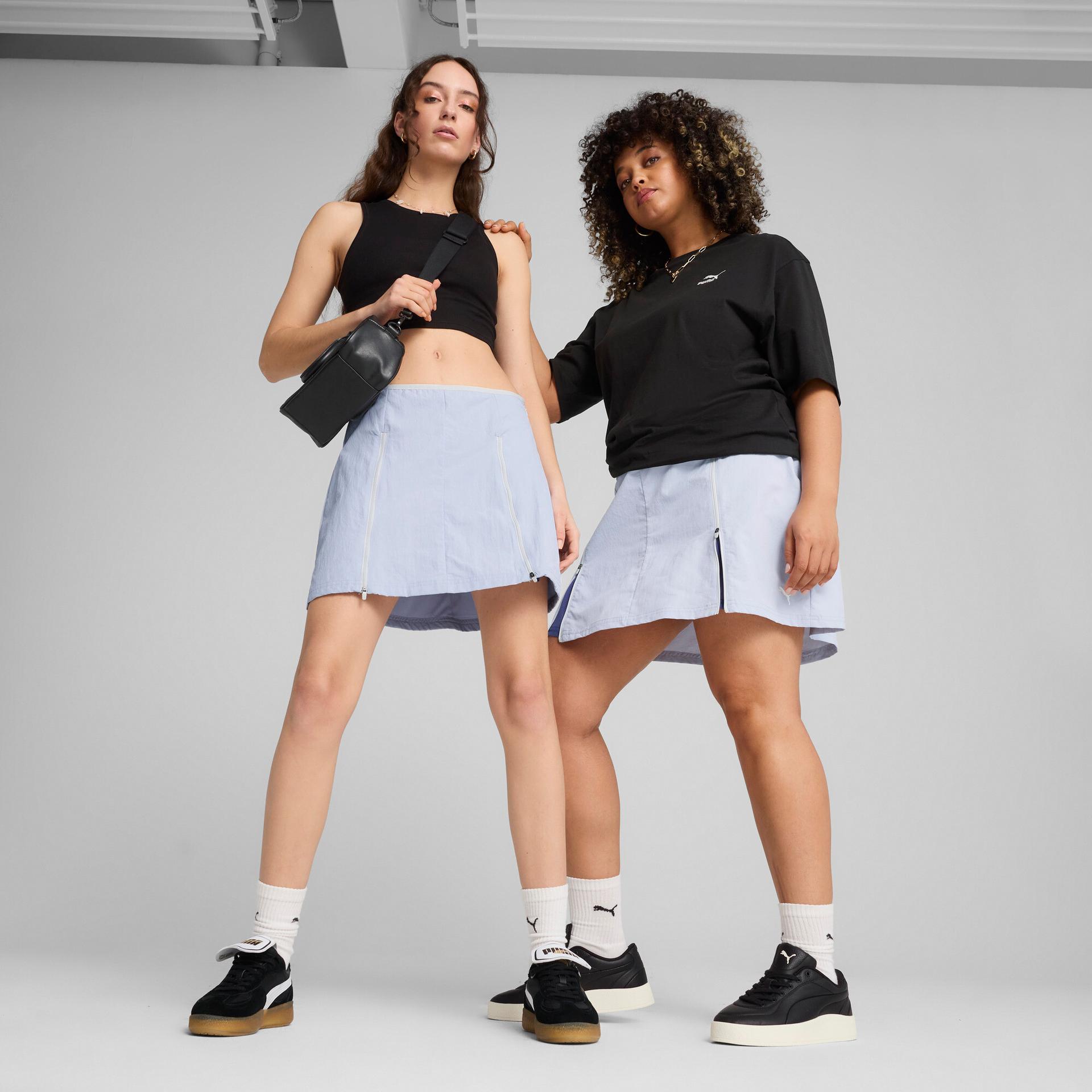 puma dare to women's zip-off woven skirt in blue, size s