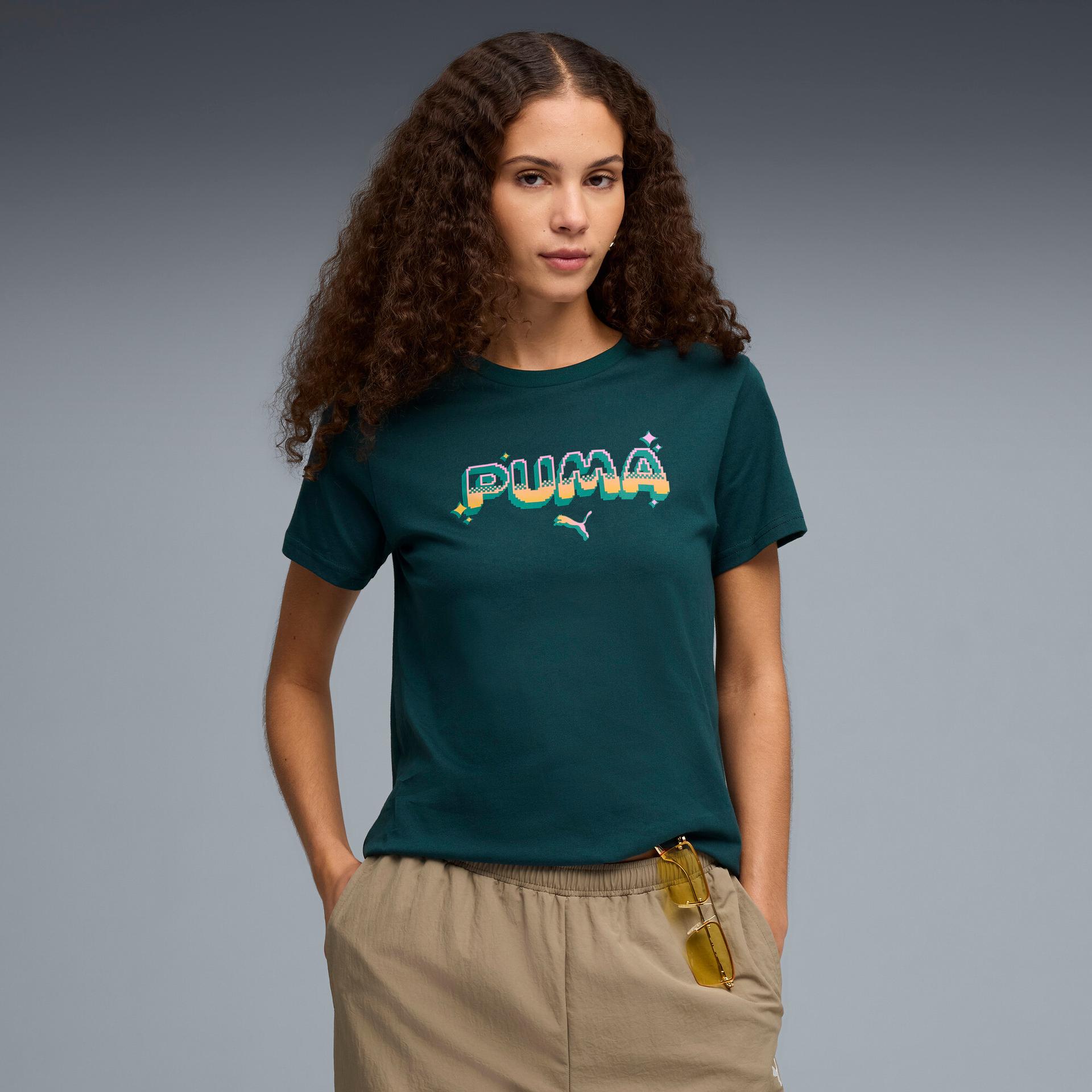 puma digital women's t-shirt in green, size xl