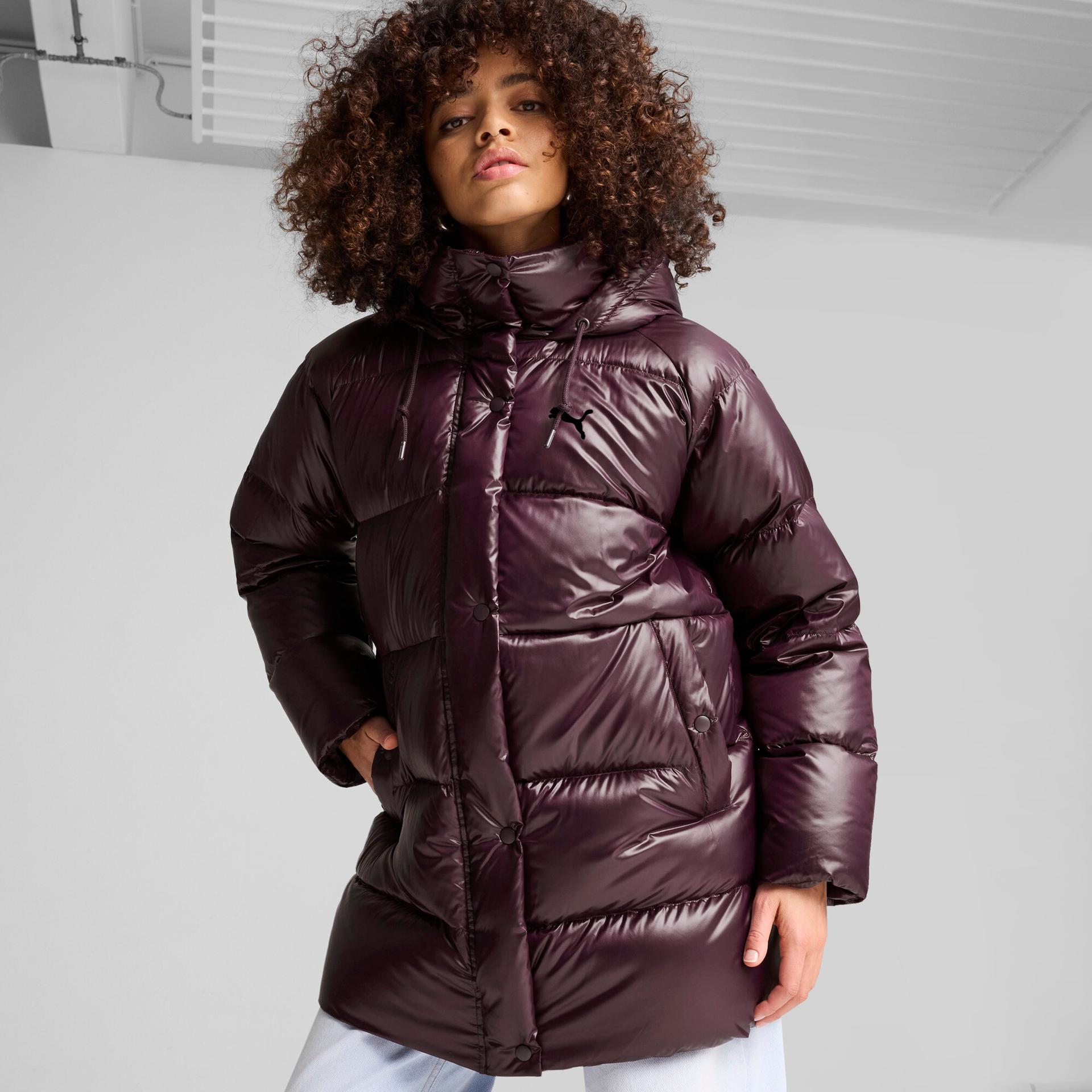puma down jacket women in purple, size s