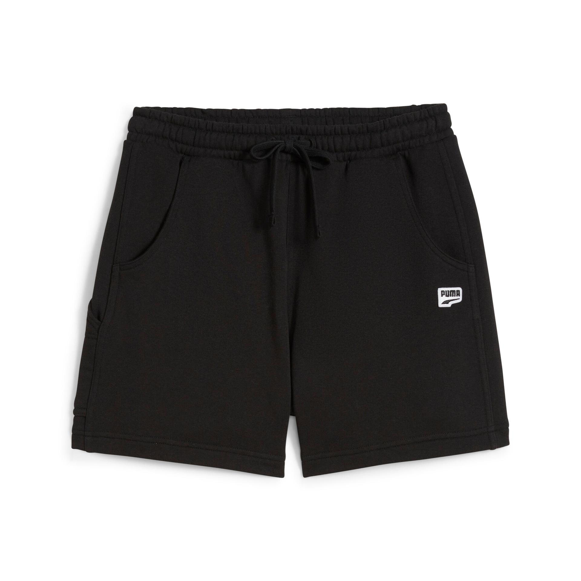 puma downtown women's high waist shorts in black, size s