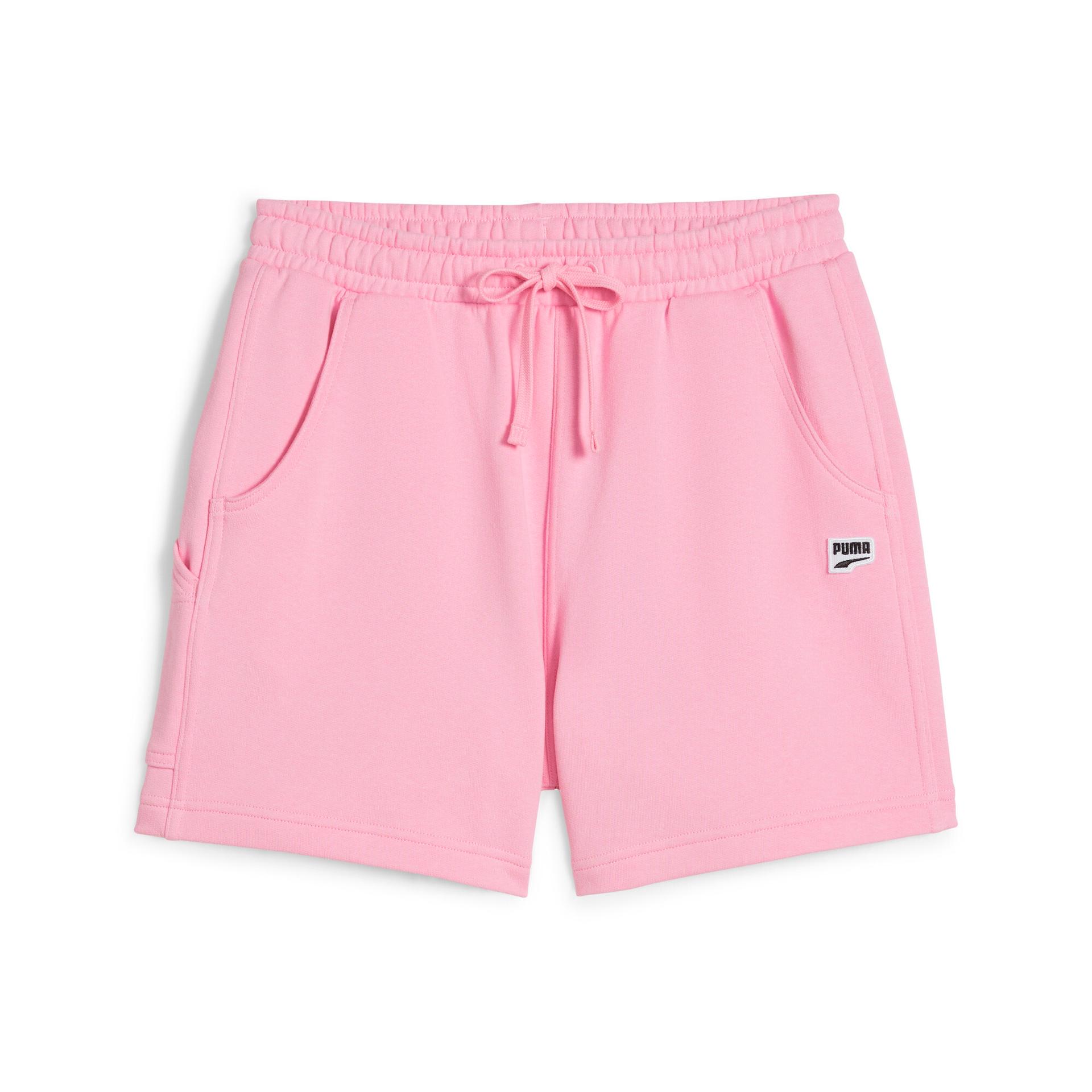 puma downtown women's high waist shorts in pink, size m