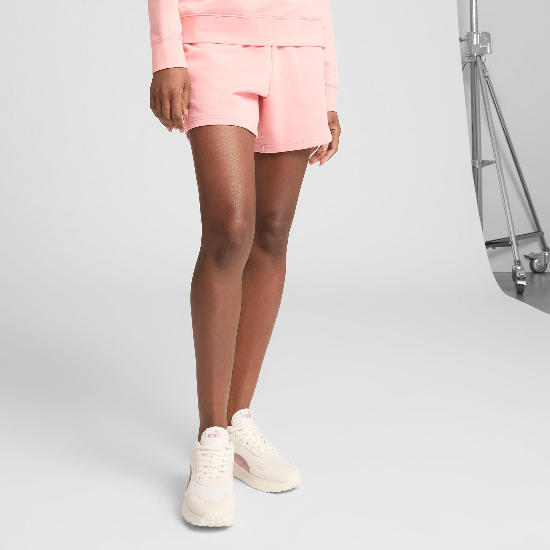 puma elevated essentials women's 5" mid-rise shorts in pink, size s