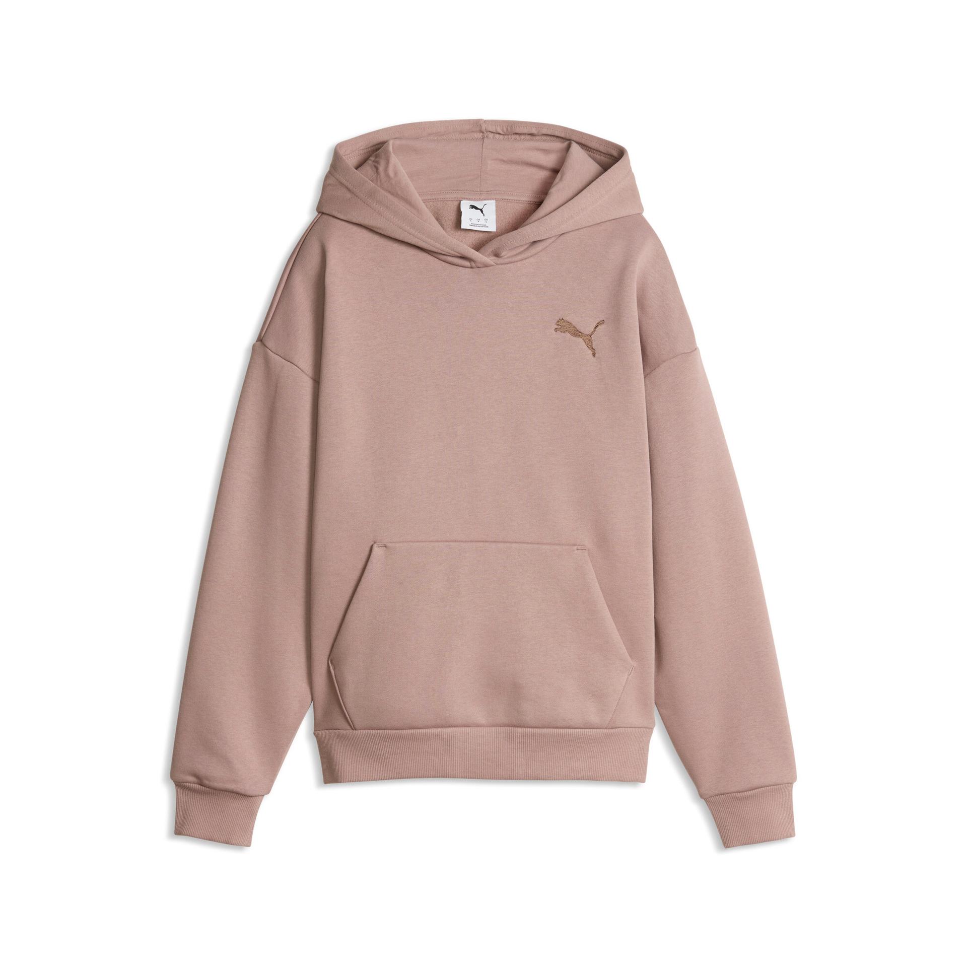puma elevated essentials women's fleece hoodie in beige, size xxl