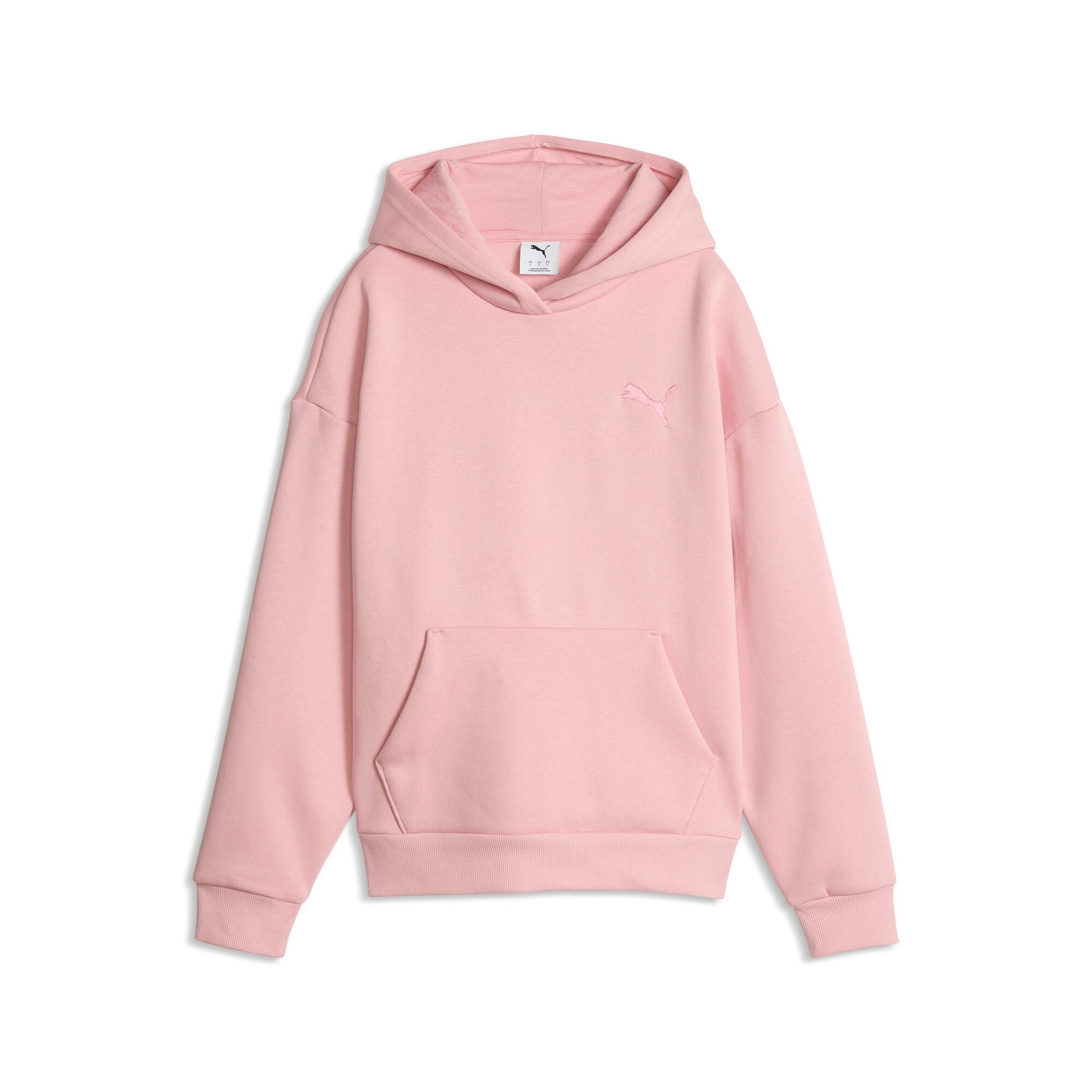 puma elevated essentials women's fleece hoodie in pink, size xxl
