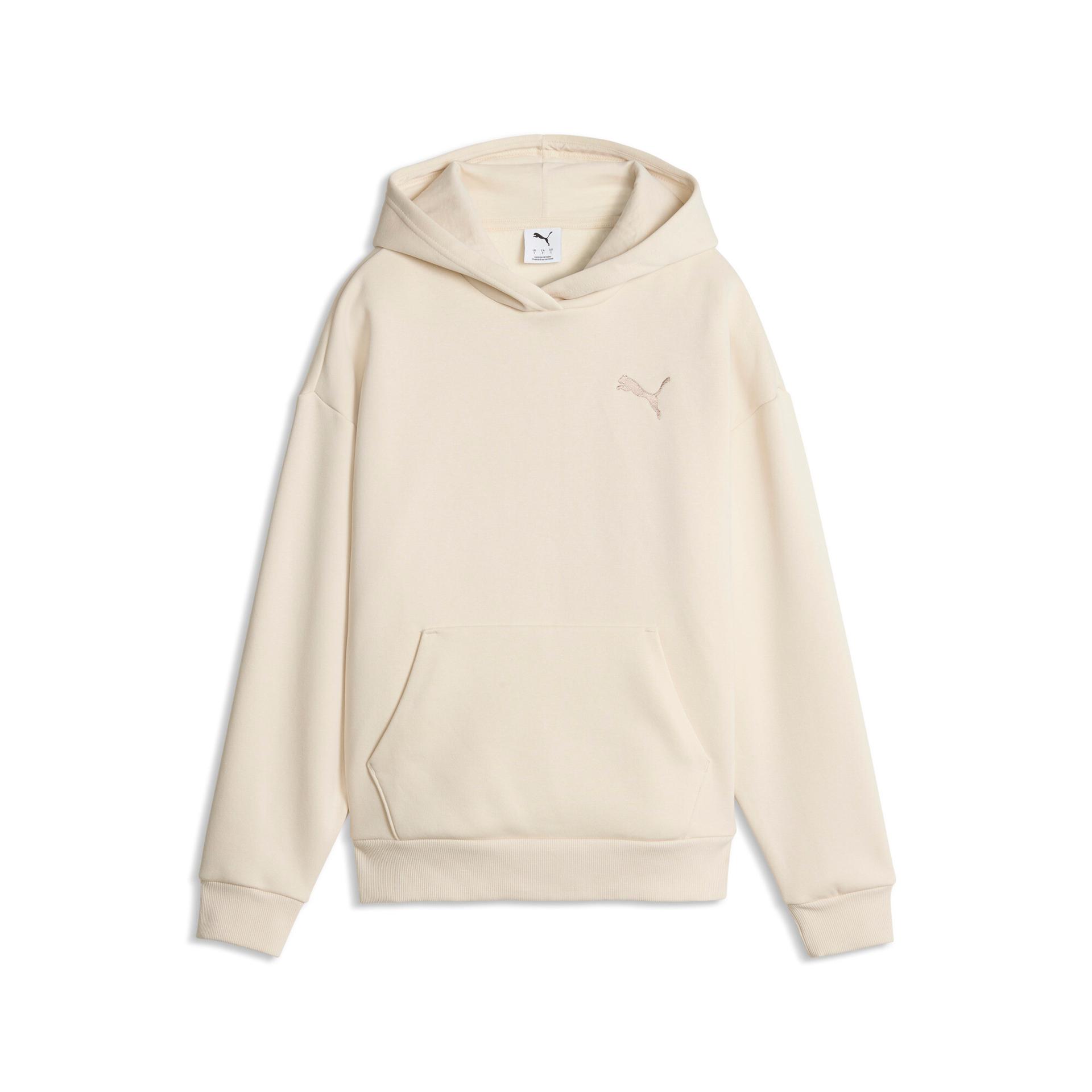 puma elevated essentials women's fleece hoodie in white, size s
