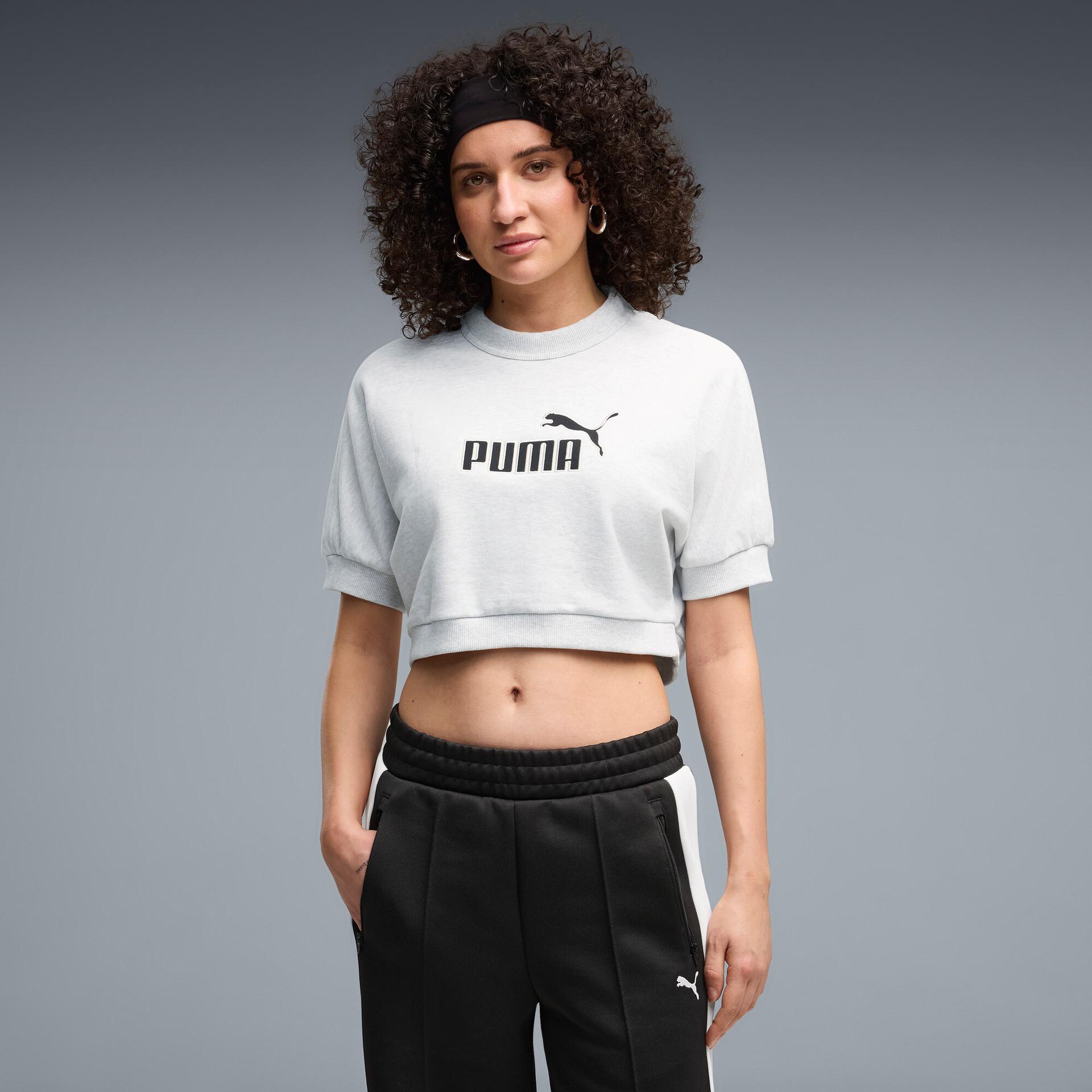 puma elevated essentials women's relaxed sweatshirt in white, size l