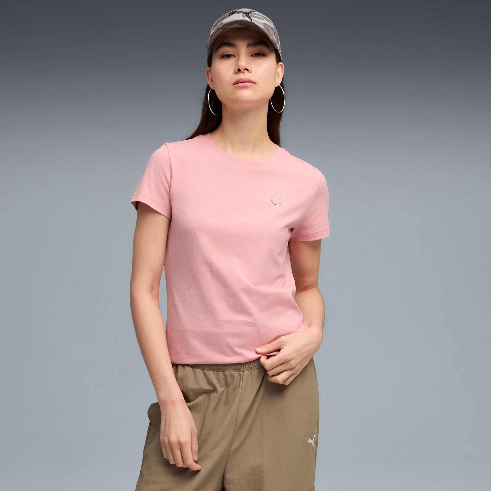 puma elevated essentials women's t-shirt in pink, size xxl