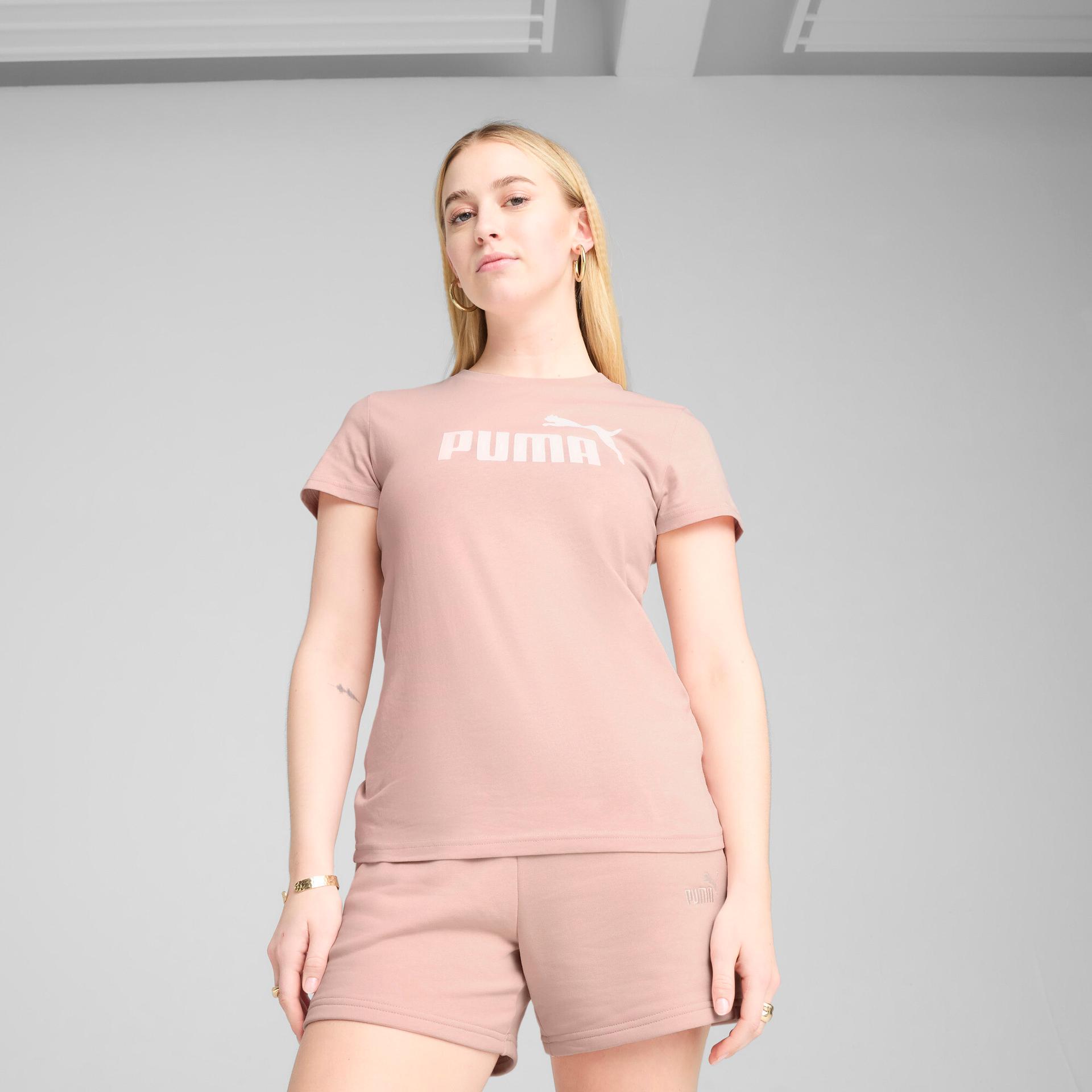 puma ess no. 1 logo women's t-shirt in pink, size s