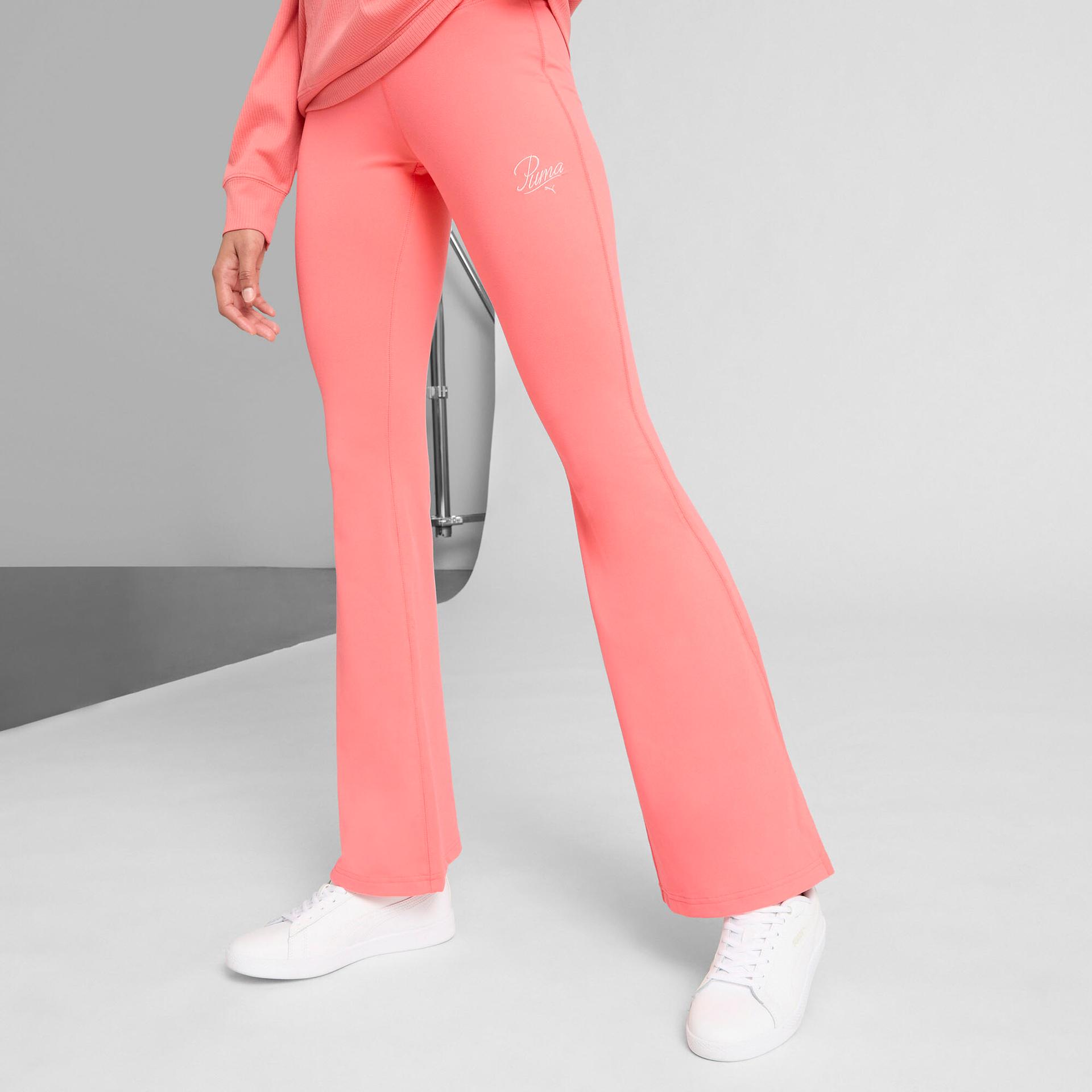 puma ess script women's flarred leggings, size m