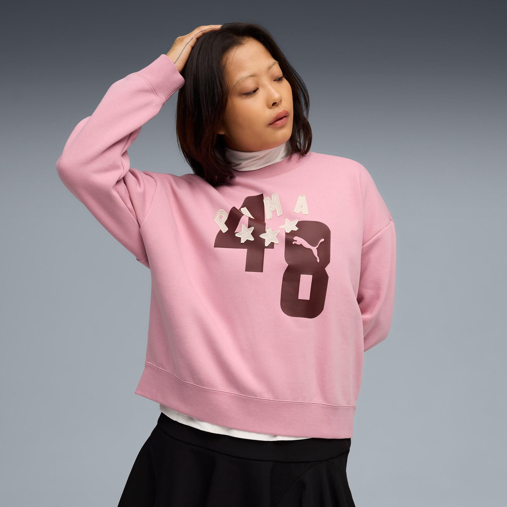 puma essentials double up women's crew neck sweatshirt in pink, size xxl