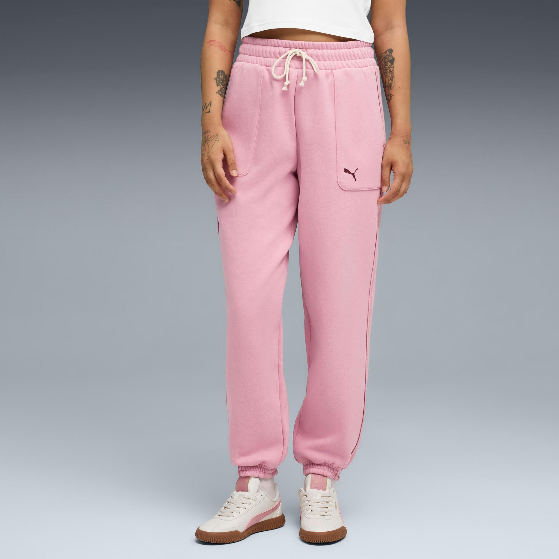 puma essentials double up women's joggers pant in pink, size m