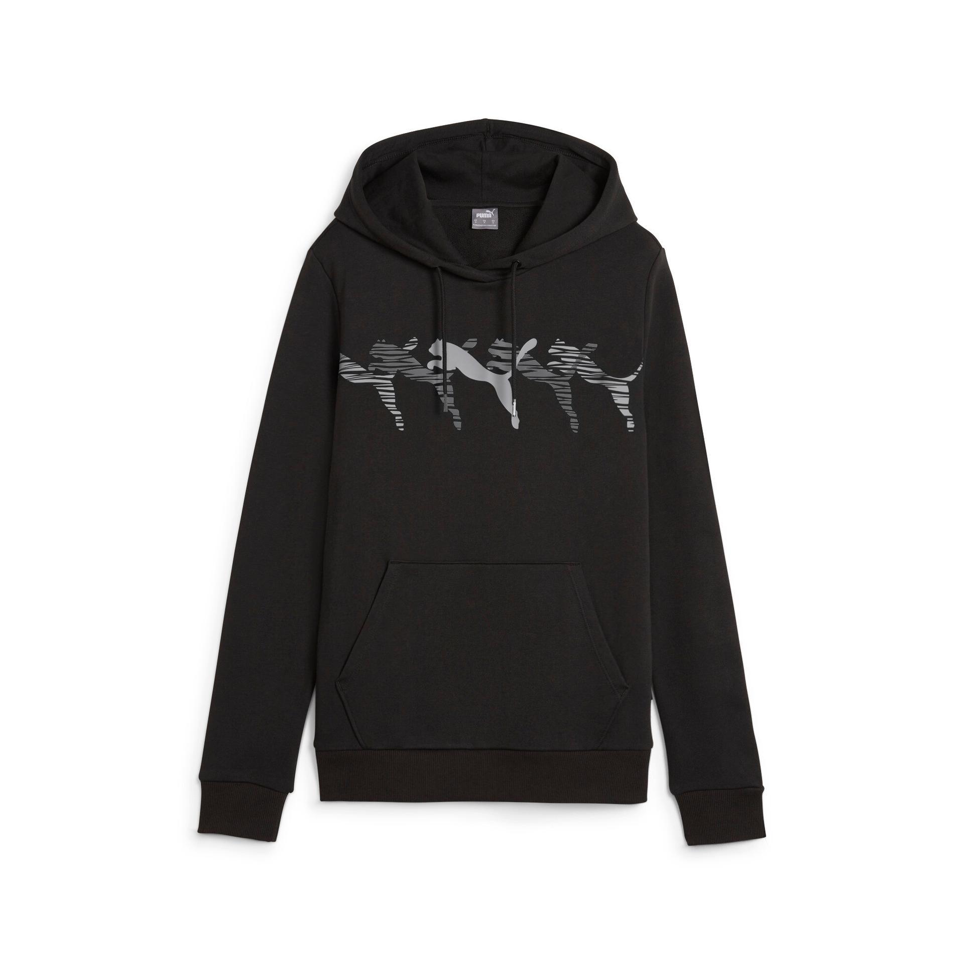 puma essentials logo lab women's hoodie in black, size l