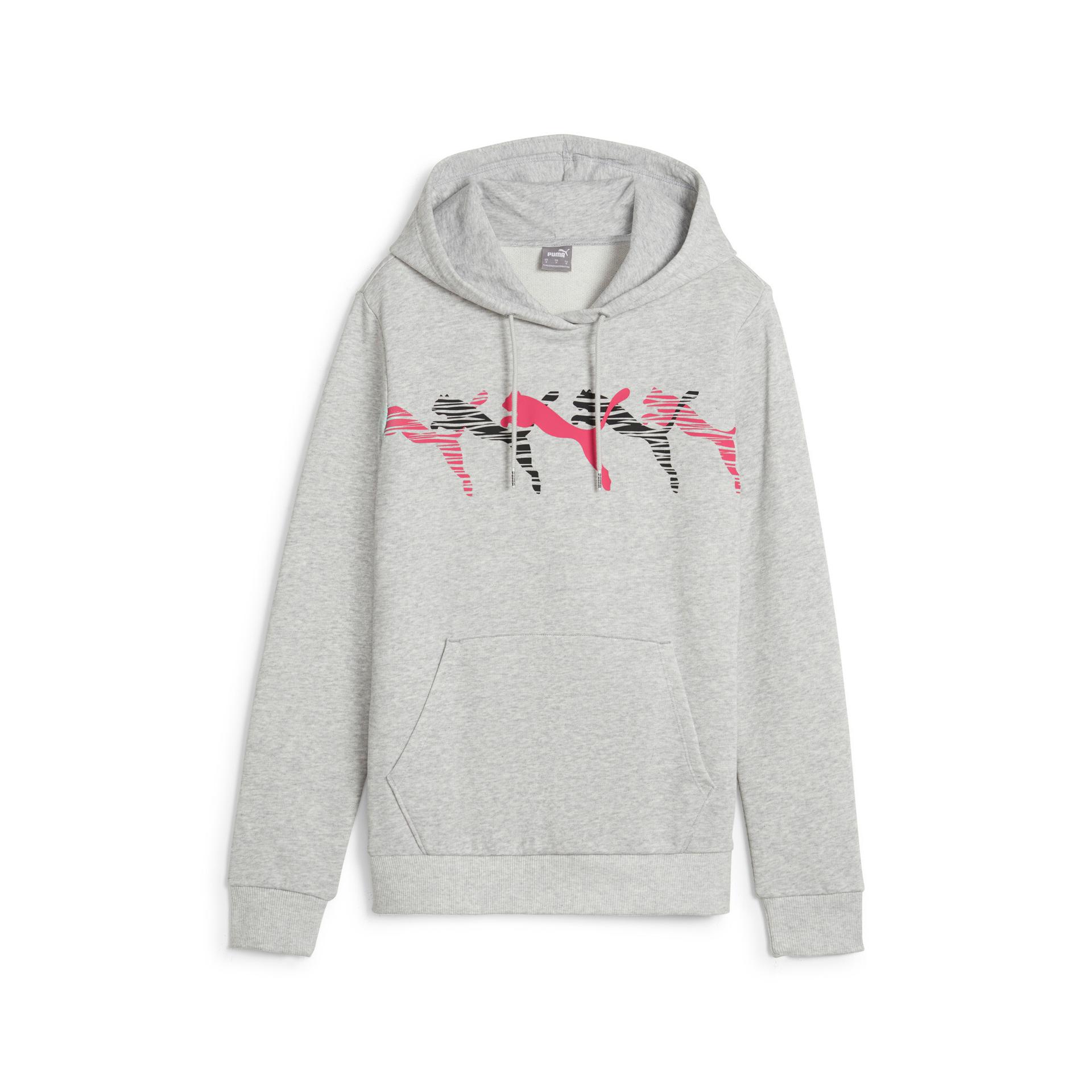 puma essentials logo lab women's hoodie in grey, size l
