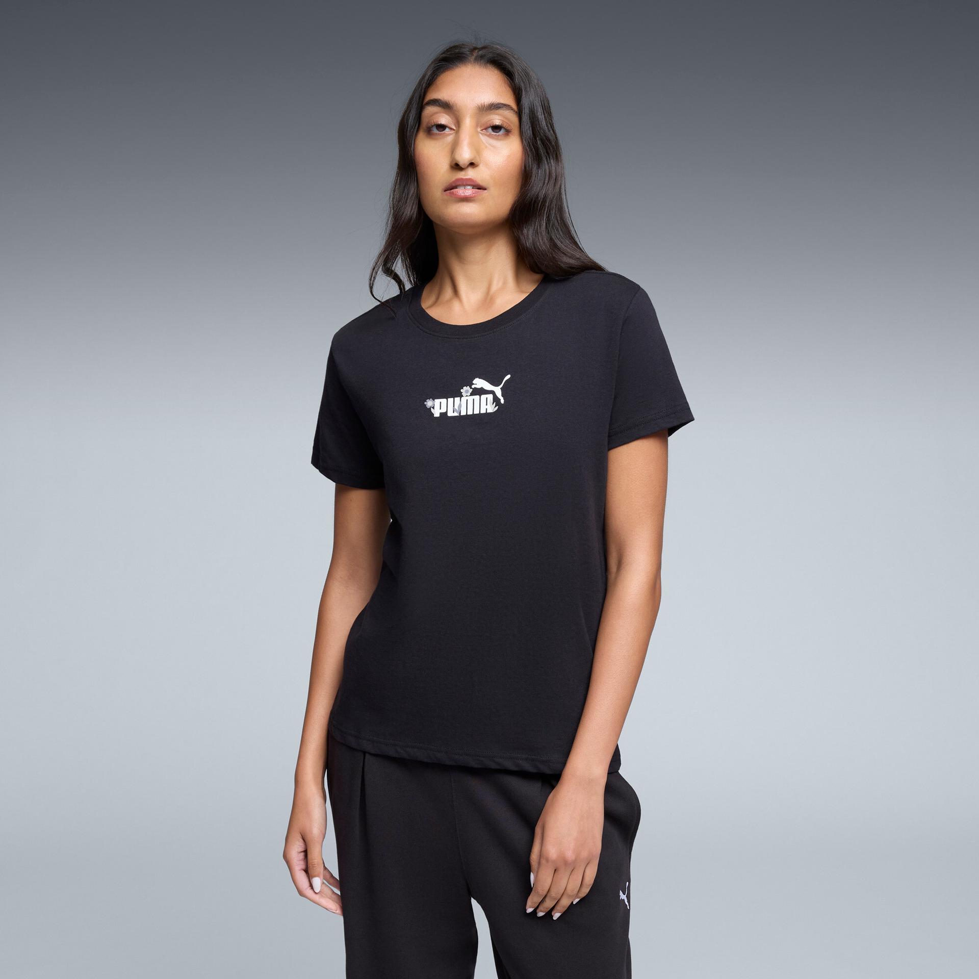 puma essentials nature women's t-shirt in black, size xxs