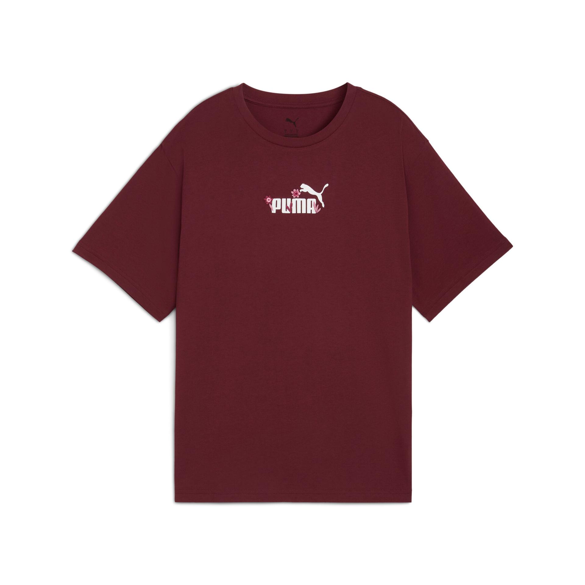 puma essentials nature women's t-shirt in red, size xs