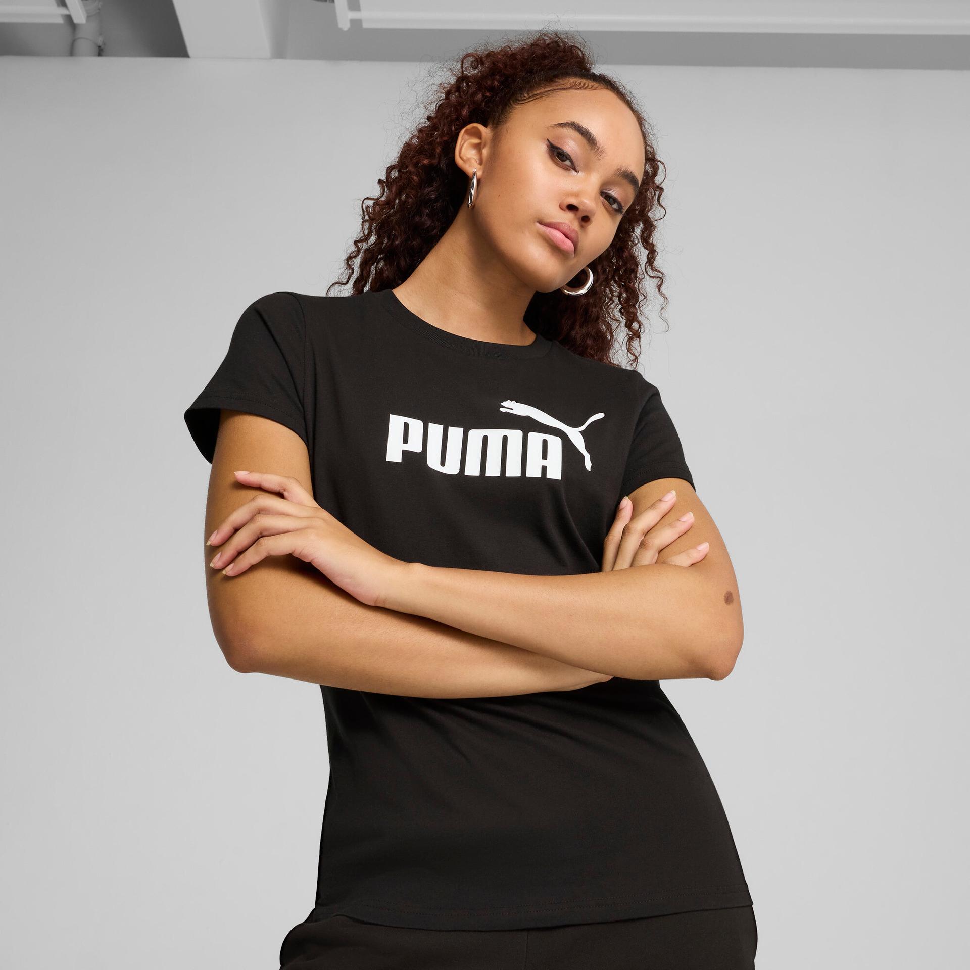 puma essentials no. 1 logo women's t-shirt in black, size xxl
