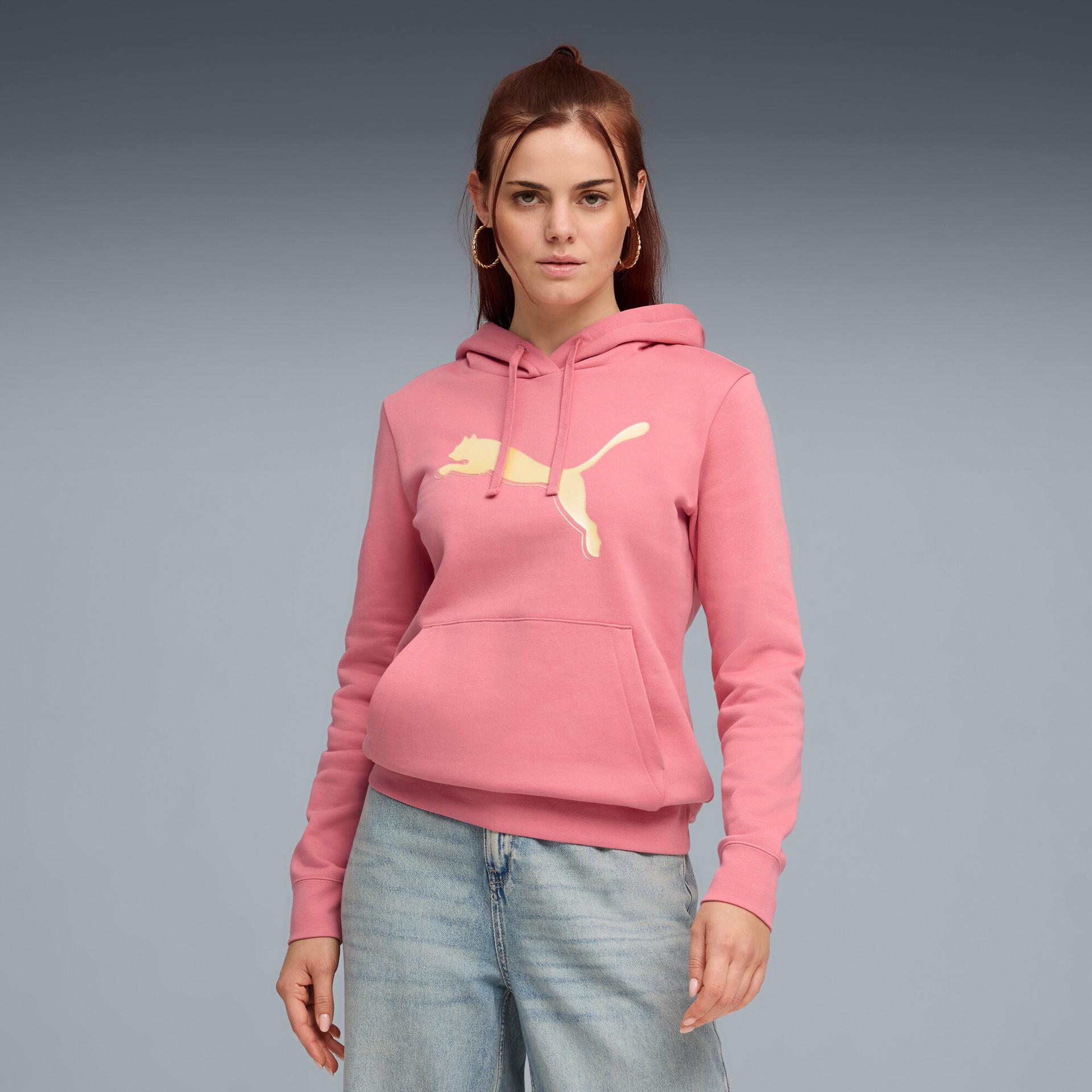 puma essentials pop women's fleece hoodie in pink, size xl