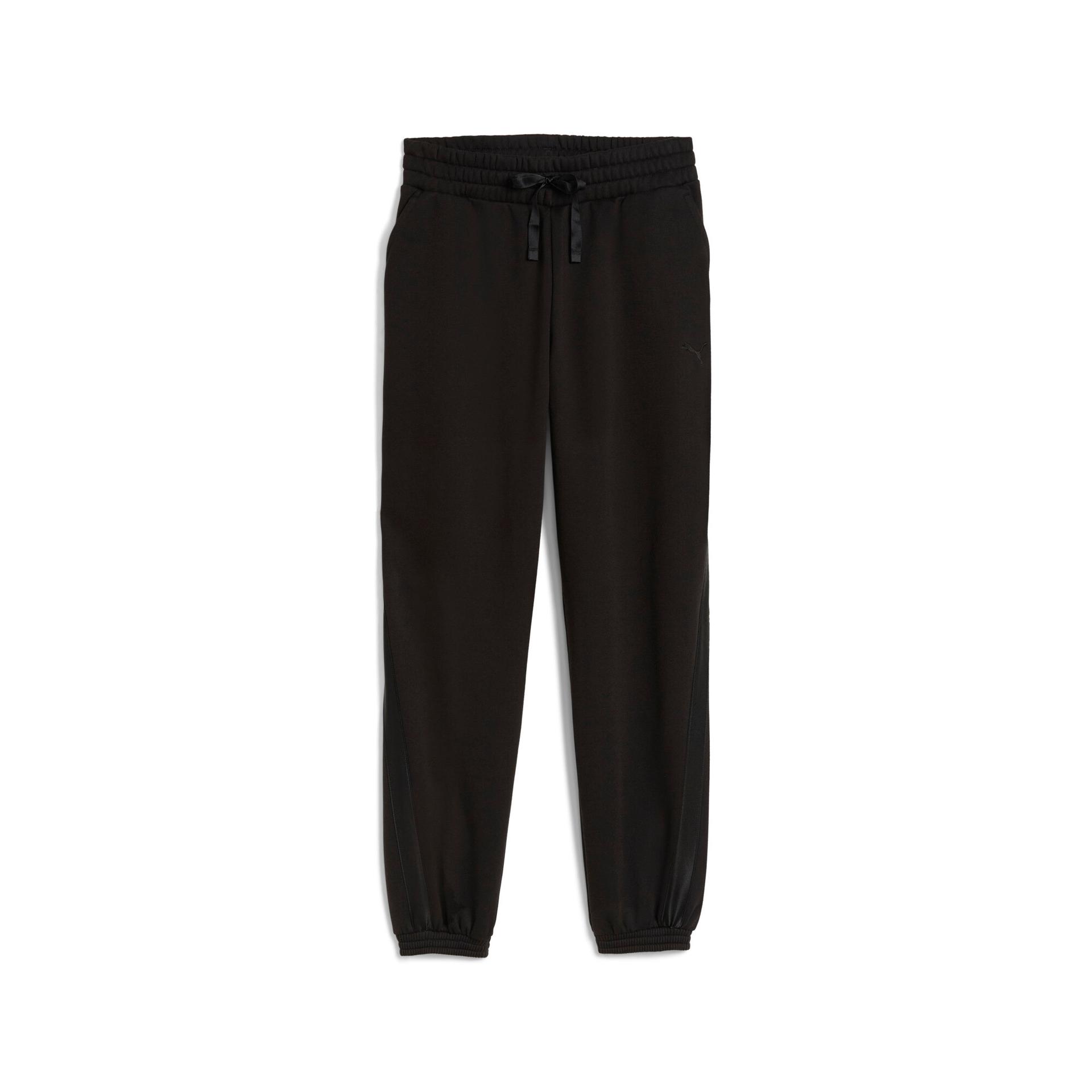 puma essentials satin women's joggers pant in black, size l