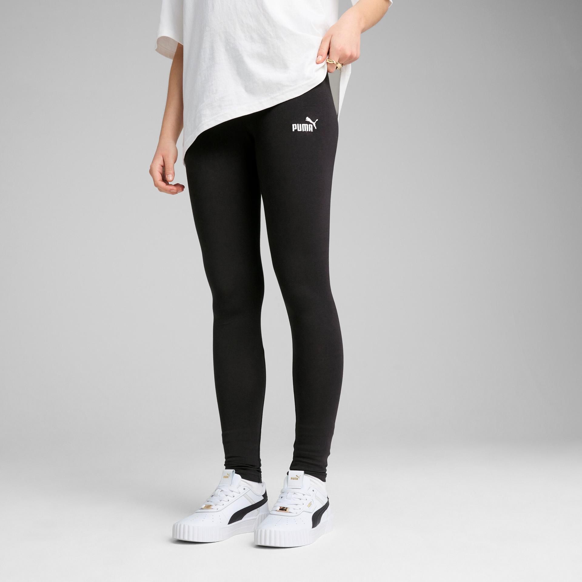 puma essentials small no. 1 logo women's leggings in black, size xxs